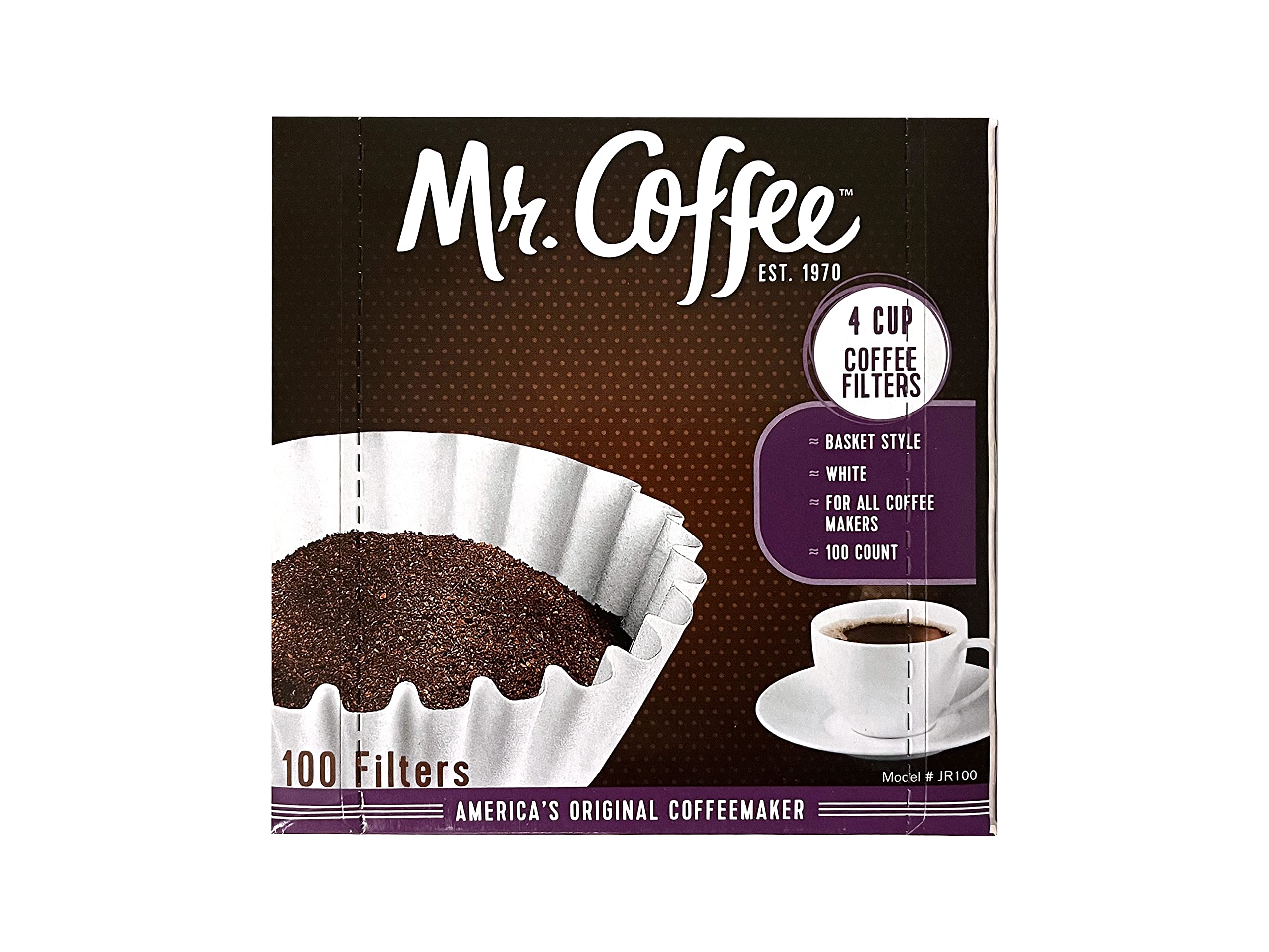 Mr. Coffee 4-Cup Coffee Filters, 100 Count - Compatible with Most 4-Cup Coffee Makers - Perfect for Home, Office or Travel Use (Package May Vary)
