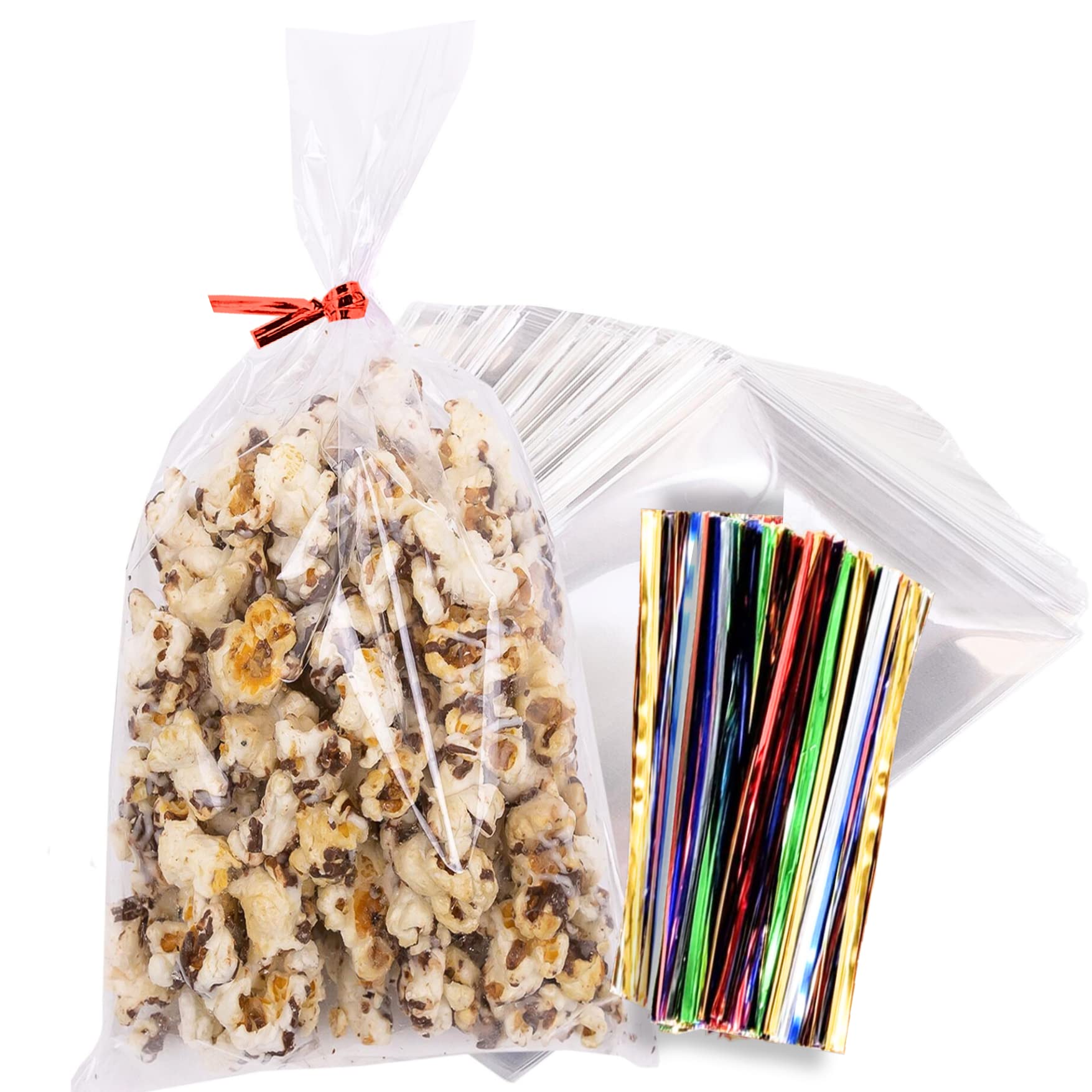 TATTI 200 Pack 4x9 Inch Clear Cellophane Bags with 5-Inch Twist Ties - Transparent Party Favor Bags for Candy, Treats, Cookies & Gifts - Perfect for Birthday Parties, Baby Showers, Wedding Favors & Holiday Gift Wrapping