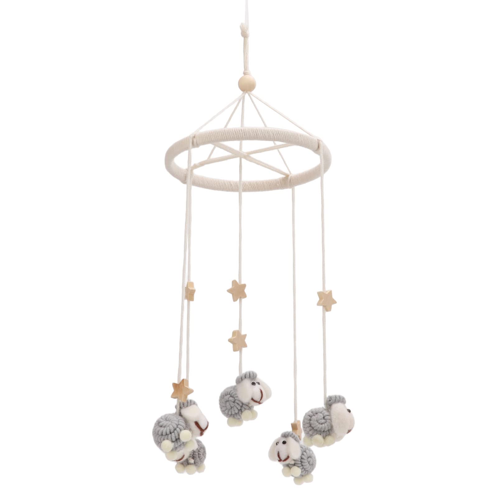 Jeanoko Baby Mobile Rattles Toys - 50g Wool Felt & Beech Wood Eco-Friendly Wind Chime | Cute Nursery Decor, Baby Shower Gift & Soothing Infant Toy for Cribs & Playrooms