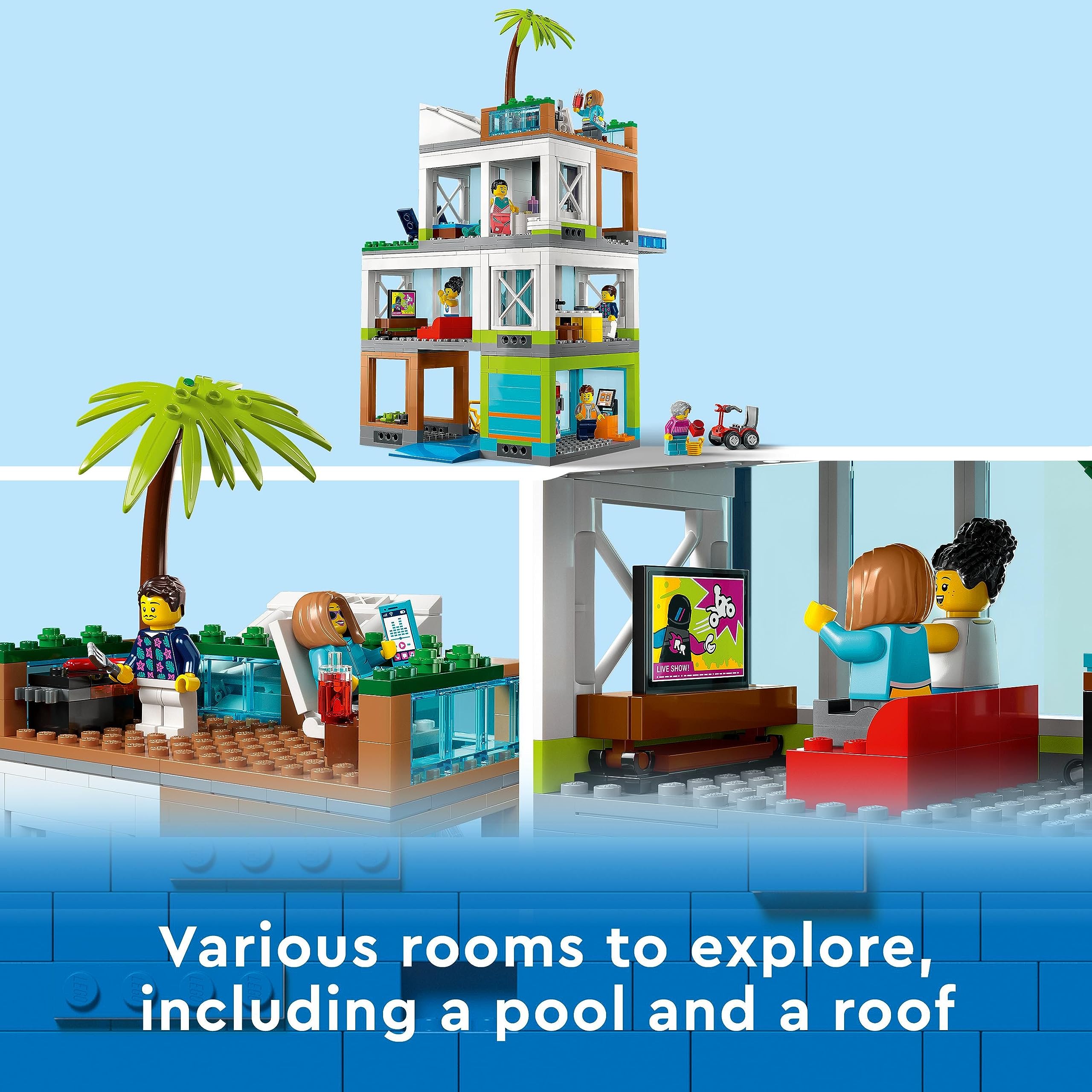 LEGO My City Apartment Building 60365 Toy Set - 3-Storey Modular Building with Mobility Scooter, Bike & 6 Minifigures for Creative Play | Perfect Gift for Kids Ages 6+ | Great for City-Themed Roleplay & Storytelling Adventures