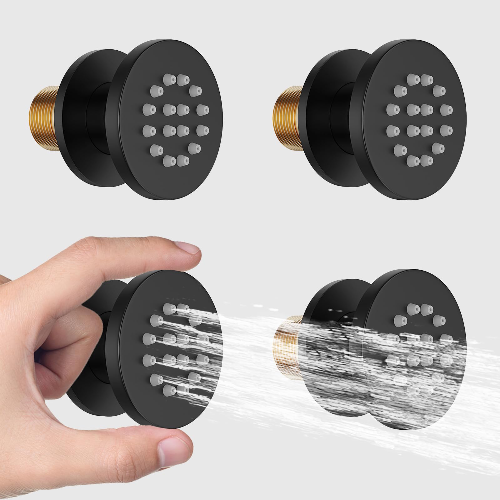 Premium Matte Black Shower Body Spray Jets with On/Off Switch - Adjustable Flow Massage Spa Shower Jets for Ultimate Relaxation - Perfect for Bathroom Renovation, Luxury Spa Experience & Hydrotherapy Sessions
