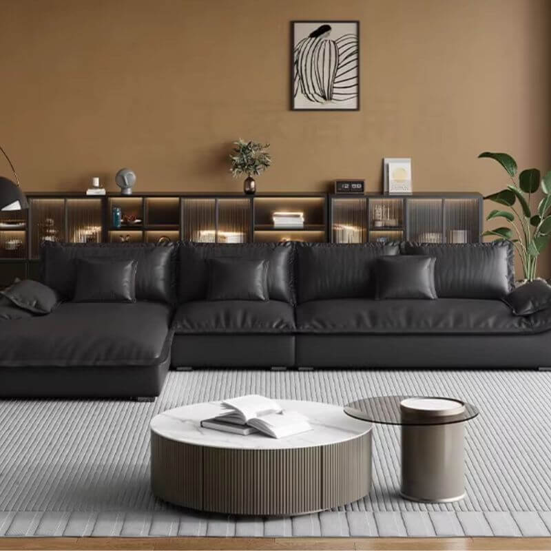 Modern L-Shaped Sectional Sofa with Chaise Lounge in Black - Sturdy Concealed Support - Perfect for Living Room, Home Theater, and Small Spaces