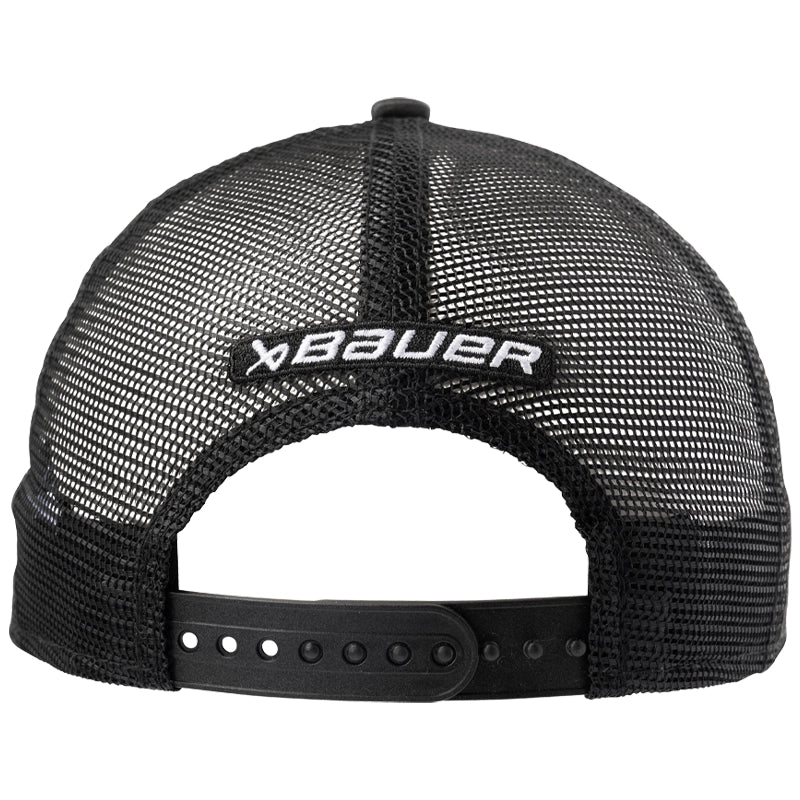 Bauer New Era 9Forty Satin Mesh Adjustable Baseball Cap - Black | Official NHL Hockey Hat for Men & Women | Perfect for Sports Fans, Outdoor Activities & Casual Wear