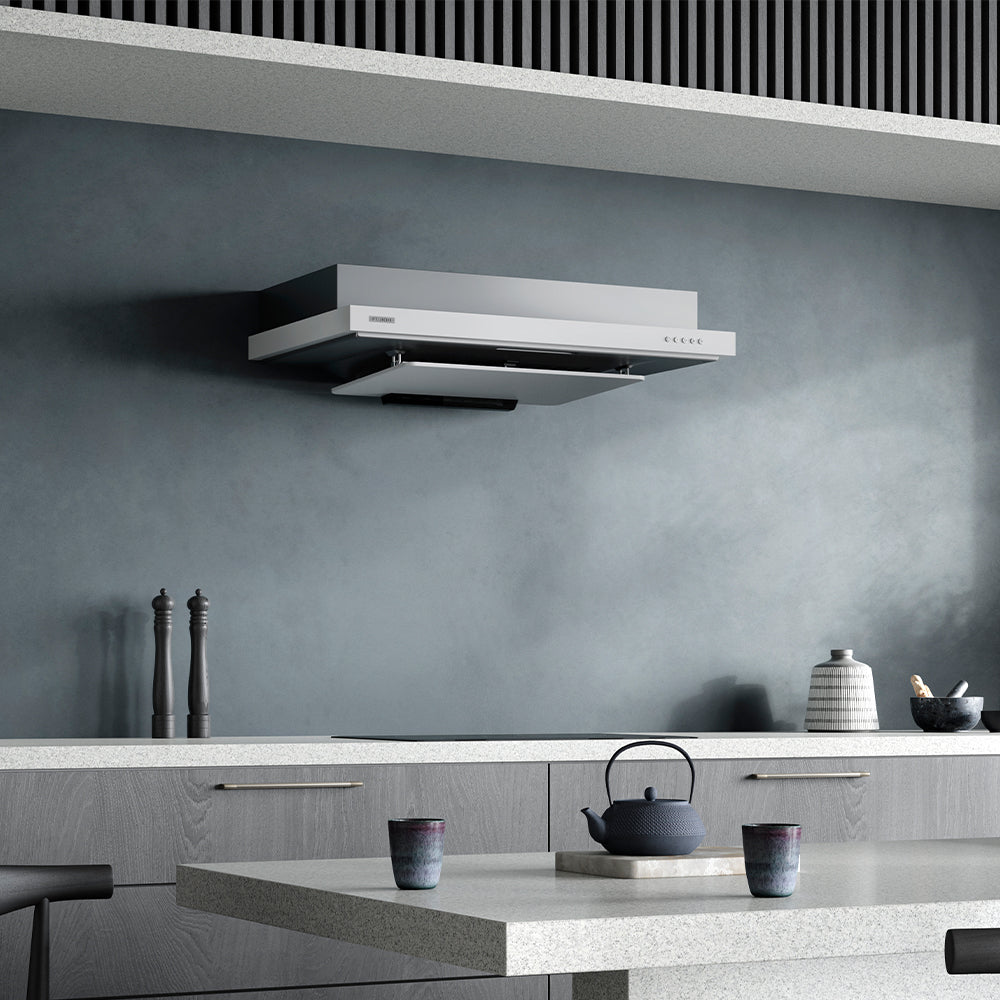 FR FS2290RP RS 890mm Ultra Slim Range Hood - Powerful 600 CFM Kitchen Exhaust Fan with LED Lights, Quiet Operation - Perfect for Modern Kitchens, Apartments & Small Spaces