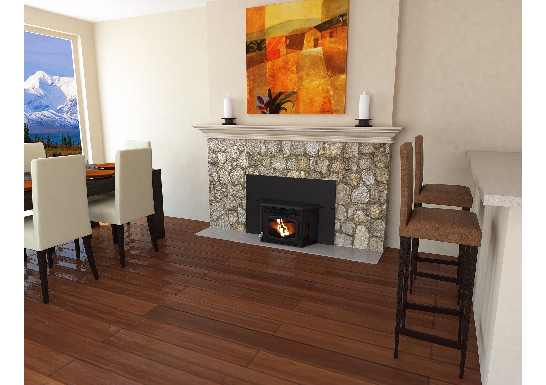 Breckwell SP24i Pellet Stove Insert - 50,000 BTU Heater for 2,200 Sq Ft Homes | Efficient Wood Pellet Fireplace for Living Room & Basement Heating