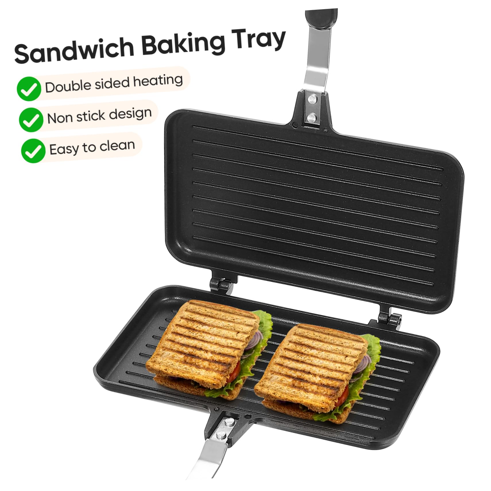 Non-Stick Double-Sided Sandwich & Pancake Grill Pan - Breakfast Skillet, BBQ Maker & Electric Clamshell Snack Cooker | Perfect for Home Kitchen, Camping & Quick Meals