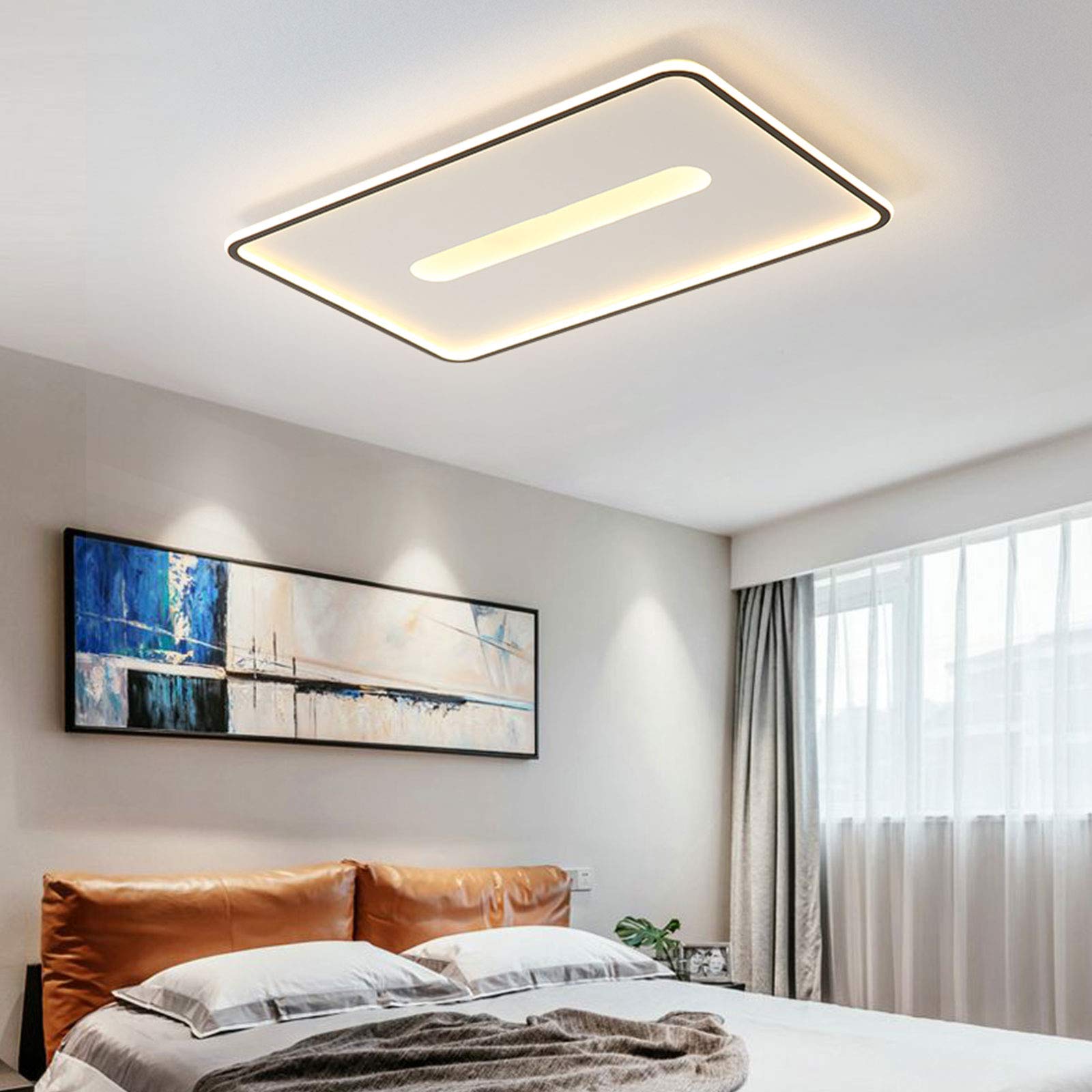 Modern LED Ceiling Lamp - Concentric Square Acrylic Flush Mount Light, Dimmable & Color Changeable (3500K-6000K) for Dining Room, Bedroom, Kitchen - Perfect for Home, Office & Commercial Spaces