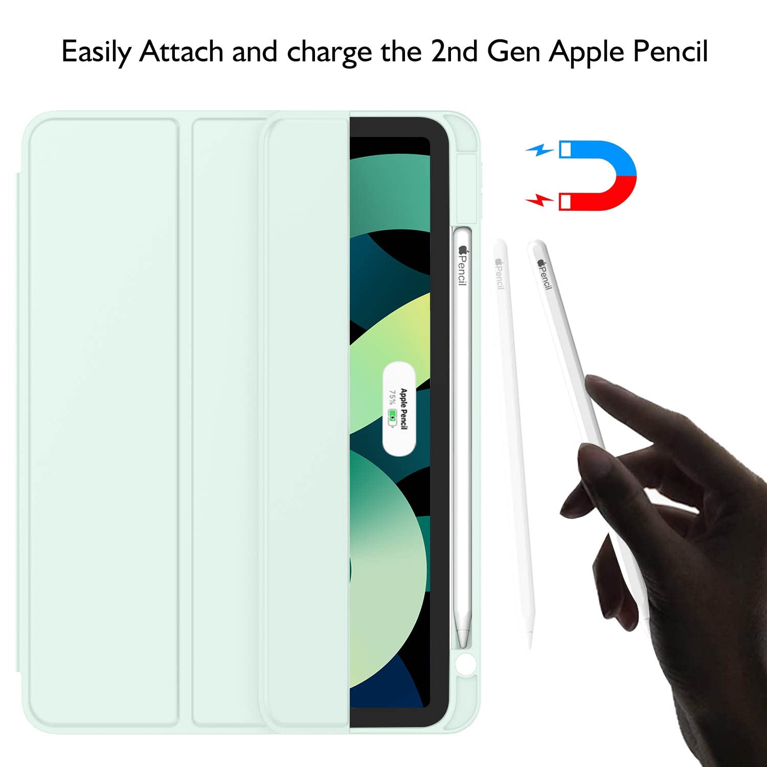 ZryXal iPad Air 11 Inch Case M3 2025 / M2 2024, Slim Protective Cover for iPad Air 5th & 4th Gen 10.9 Inch (2022/2020) - Supports Touch ID & Auto Wake/Sleep - Perfect for Work, School & Travel (Pale Green)