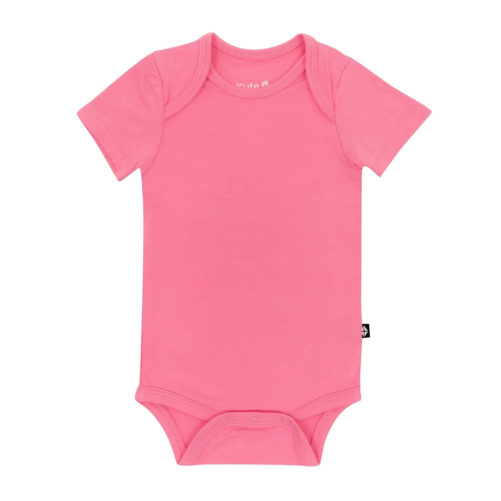 Kyte Baby Short Sleeve Bodysuit - Soft Cotton Infant Onesie in Guava Pink | Comfortable & Breathable for Playtime, Daycare & Summer Outfits