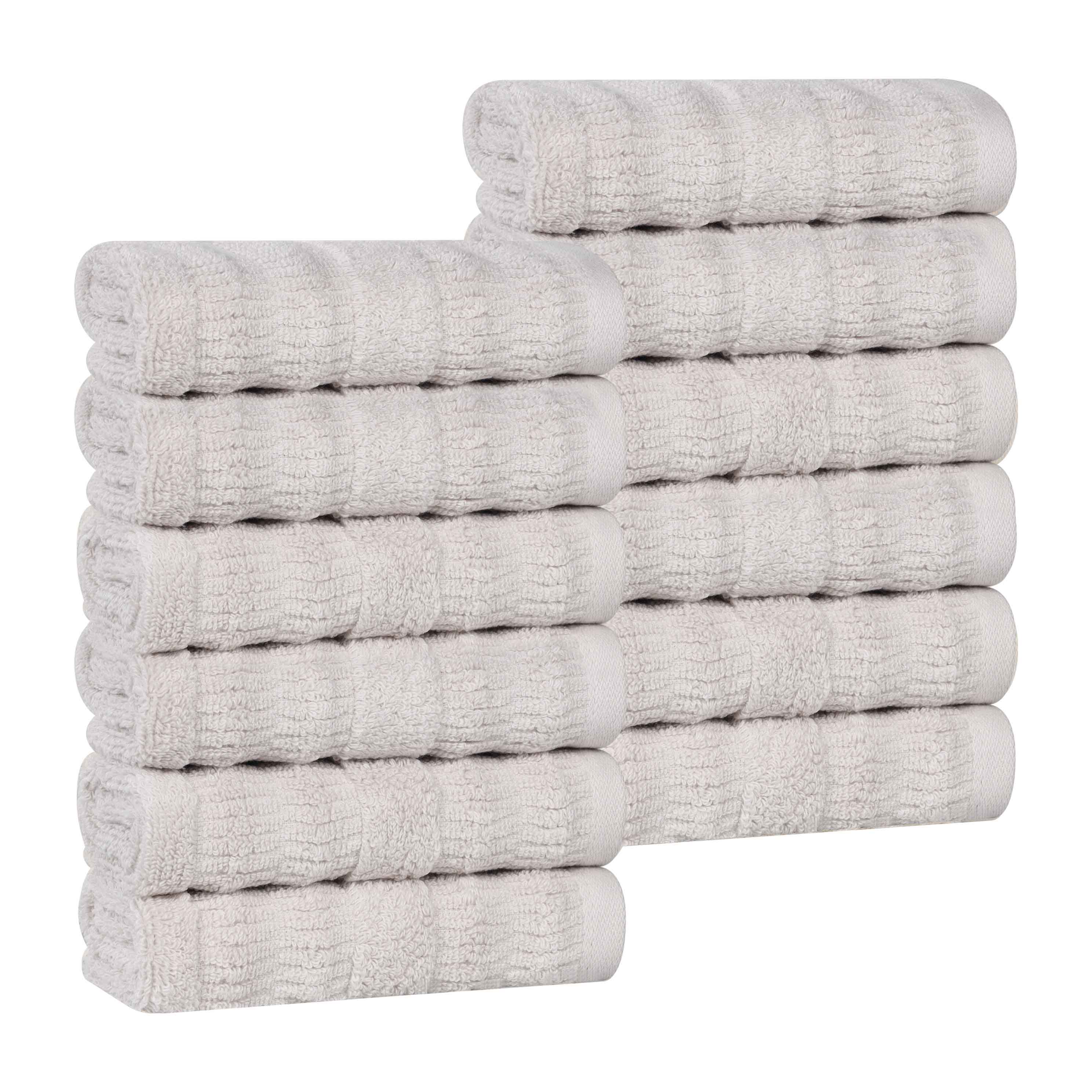 Mika Smart Twist Cotton Solid Face Towels & Washcloths - 12 Pack Set | Soft & Absorbent Bath Towels for Spa, Gym, Travel & Daily Use