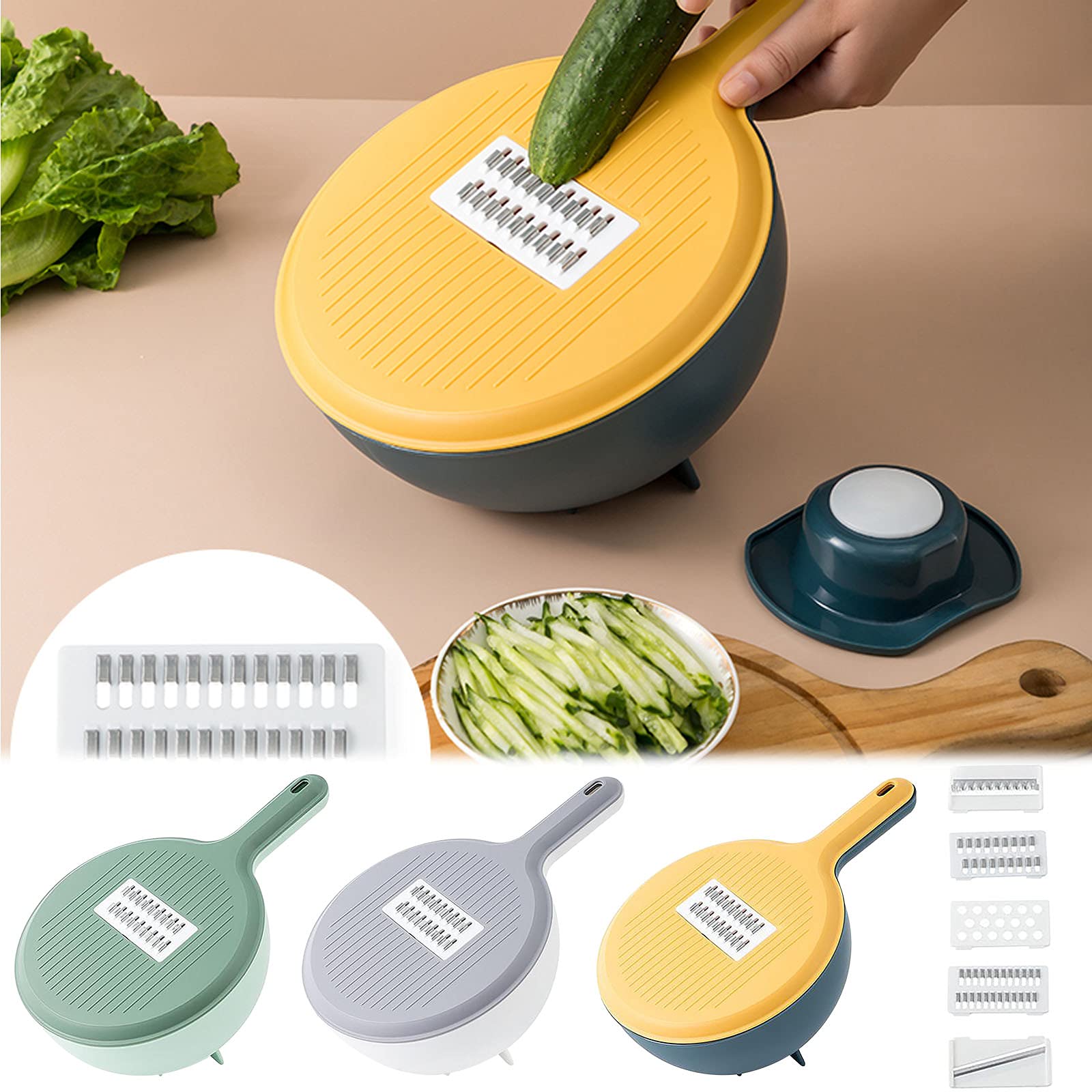 Qyhgba Multifunctional Vegetable Cutter & Kitchen Grater - Salad Maker, Cheese Shredder, Fruit Basket for Efficient Meal Prep | Perfect for Salads, Pasta, and Healthy Snacks