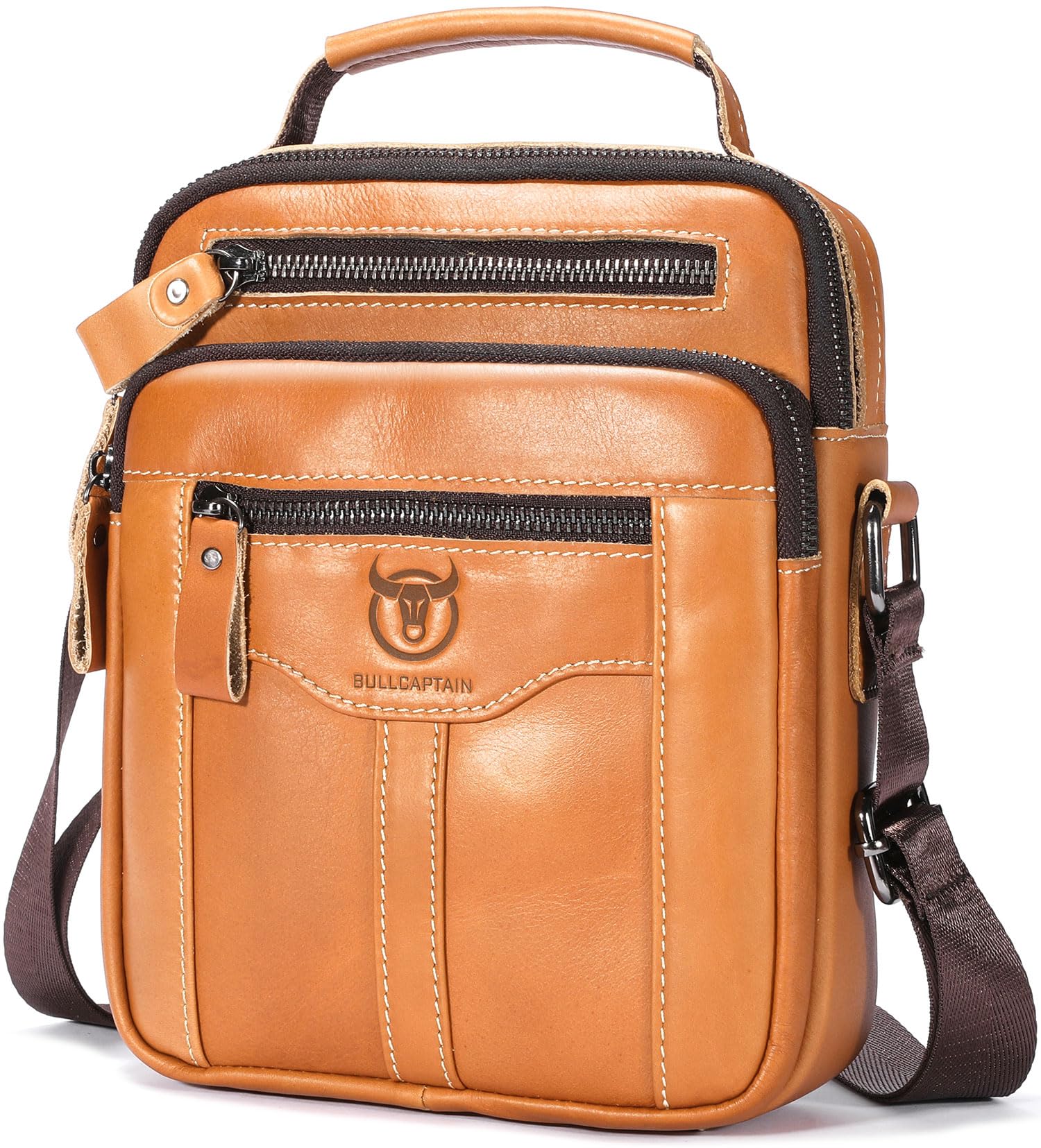 **Men's Vintage Leather Crossbody Bag - Casual Shoulder Messenger Bag with Multiple Pockets for Travel, Work & Everyday Use**