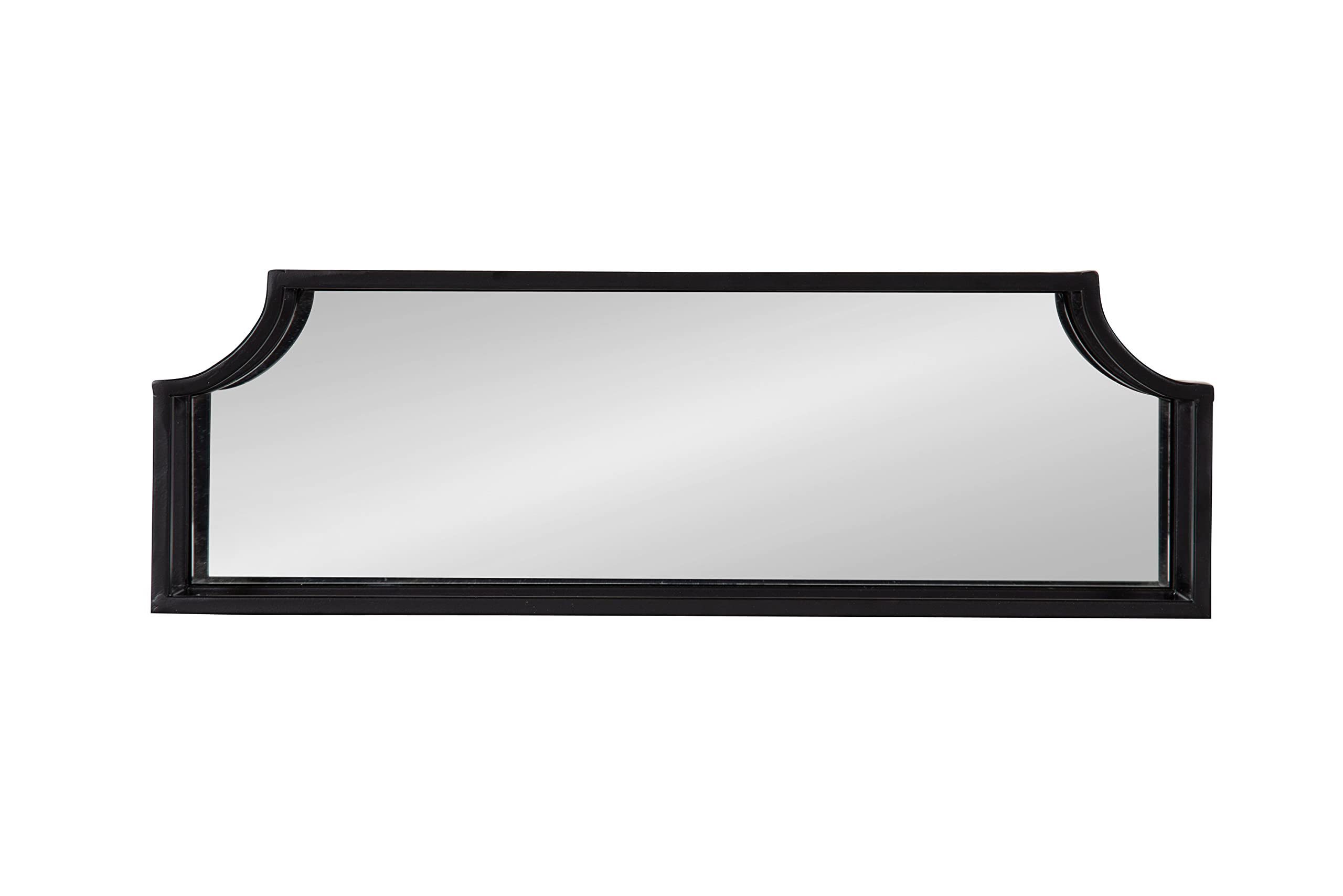 Kate and Laurel Ciel Modern Floating Shelves - Set of 2 Black Glass Shelves with Metal Frame for Wall Storage & Display | Perfect for Living Room, Bedroom, Bathroom Decor & Organizing Books, Plants, Photos