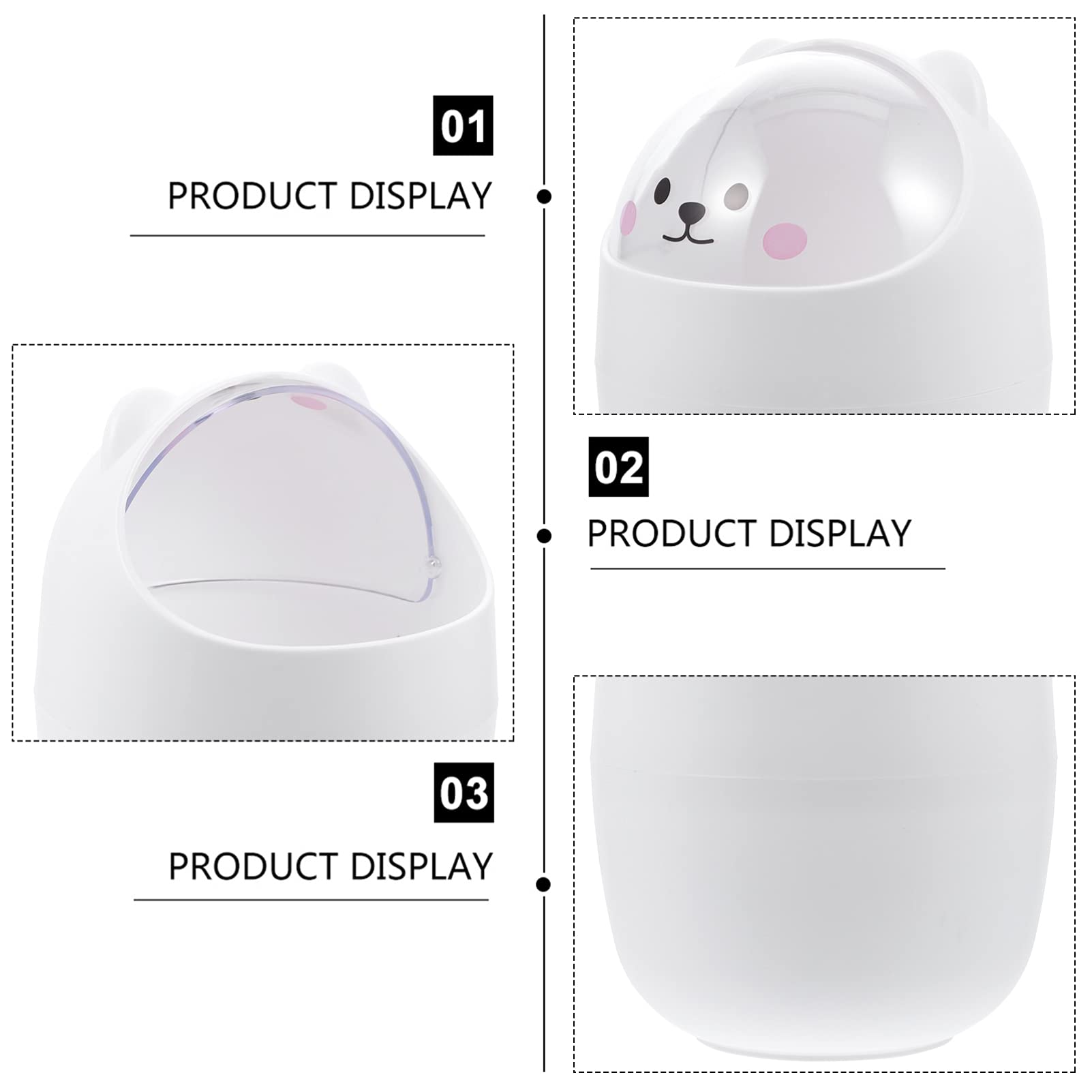 Cute Mini Desktop Trash Can with Lid - Cartoon Animal Shaped Small Waste Bin for Home, Kitchen, Office - Large Capacity Cute Garbage Can for Desk, Countertop & Workspace Organization