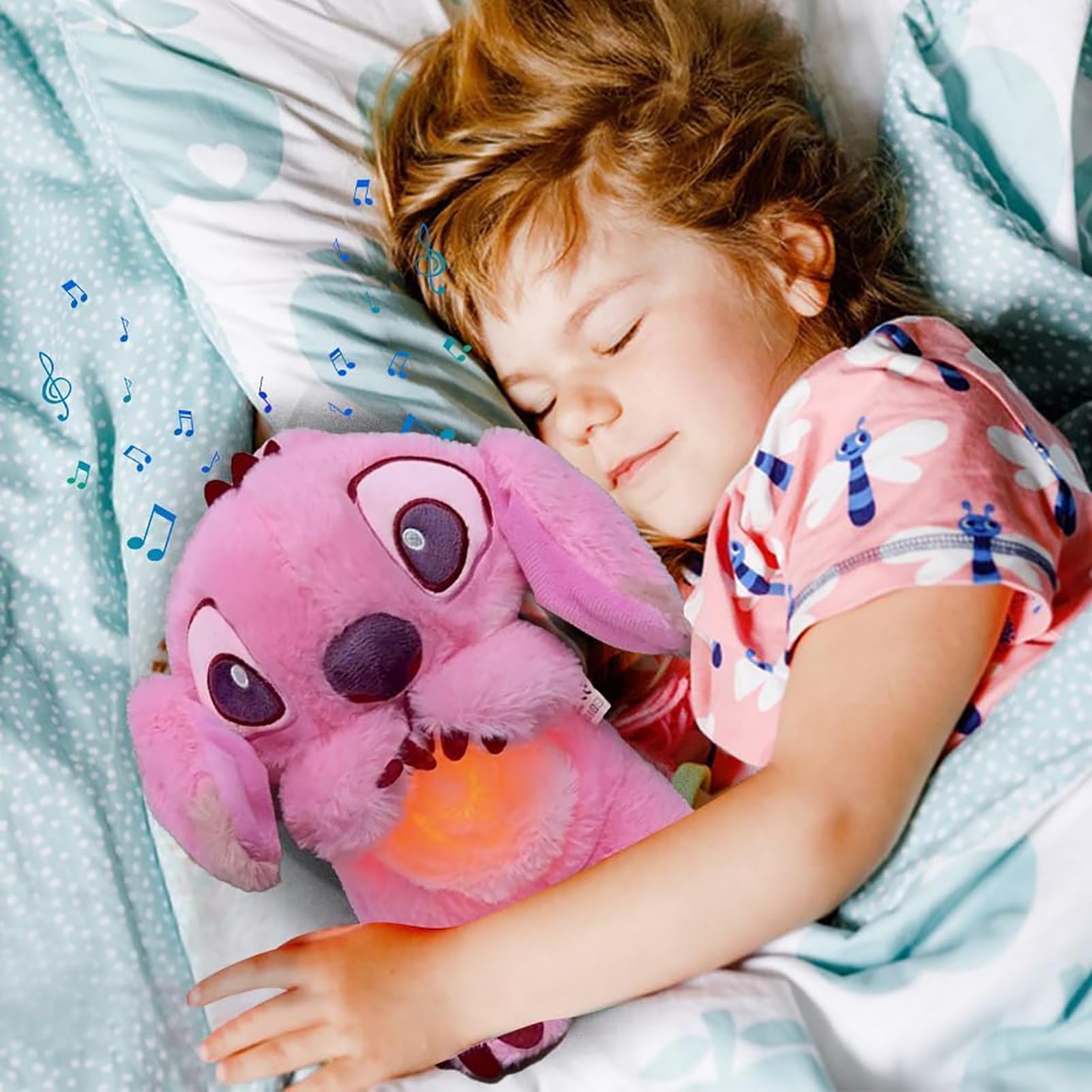Stitch Plush Toy with Breathing Motion & Soothing Music - Soft Night Light for Babies, Kids Bedtime Comfort - Cuddly Stitch Musical Stuffed Animal for Nursery, Gift & Sleep Aid