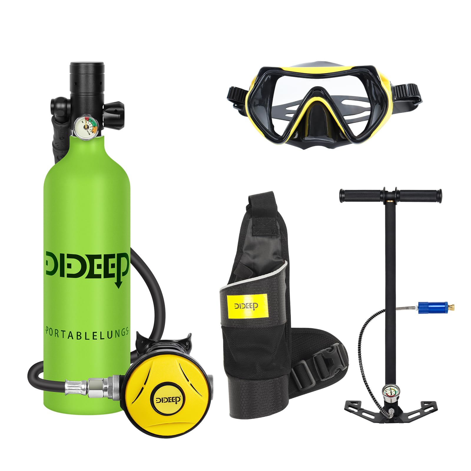 X4000Pro 1L Mini Scuba Tank - Portable Emergency Oxygen Cylinder for 15-20 Minutes Underwater Breathing | Reusable Lung Tank for Scuba Diving, Snorkeling, Emergency Rescue & Underwater Exploration | Perfect for Divers, Swimmers & Water Sports Enthusiasts