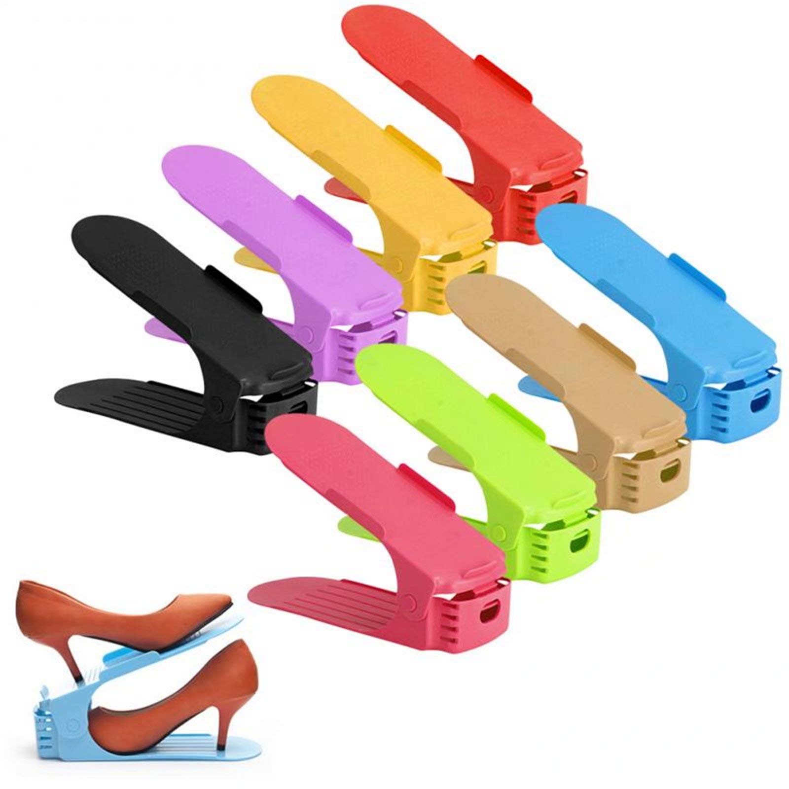ASkinds 8PCS Adjustable Shoe Stacker Organizer - Space Saving Shoe Rack for Sneakers, High Heels, Sandals & Kids Shoes | Closet, Entryway & Underbed Storage Solution