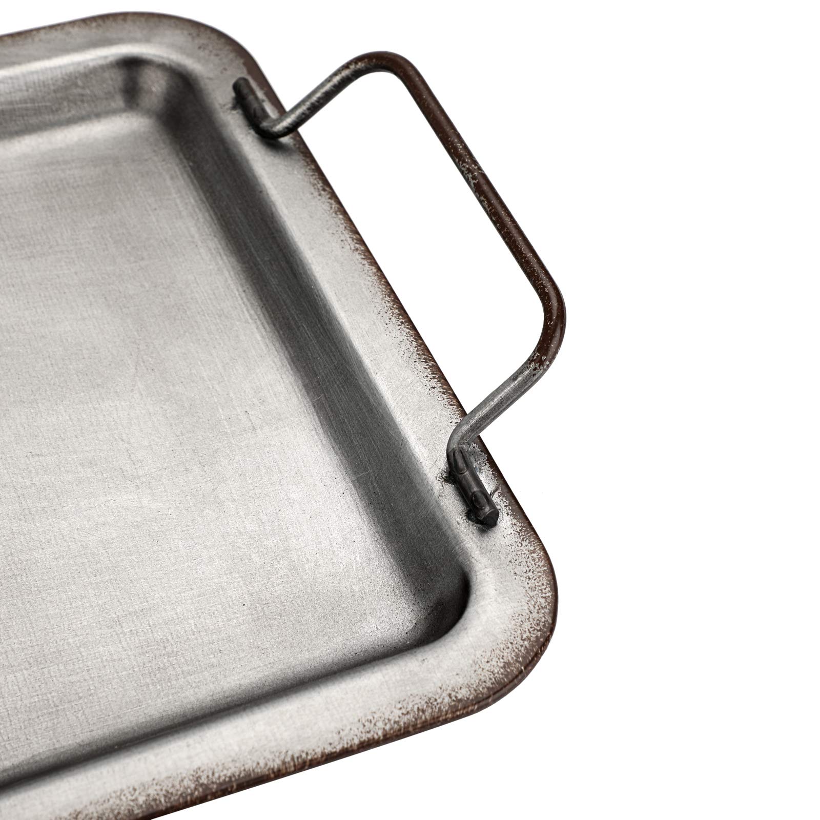 Galvanized Metal Serving Tray with Handle - 13