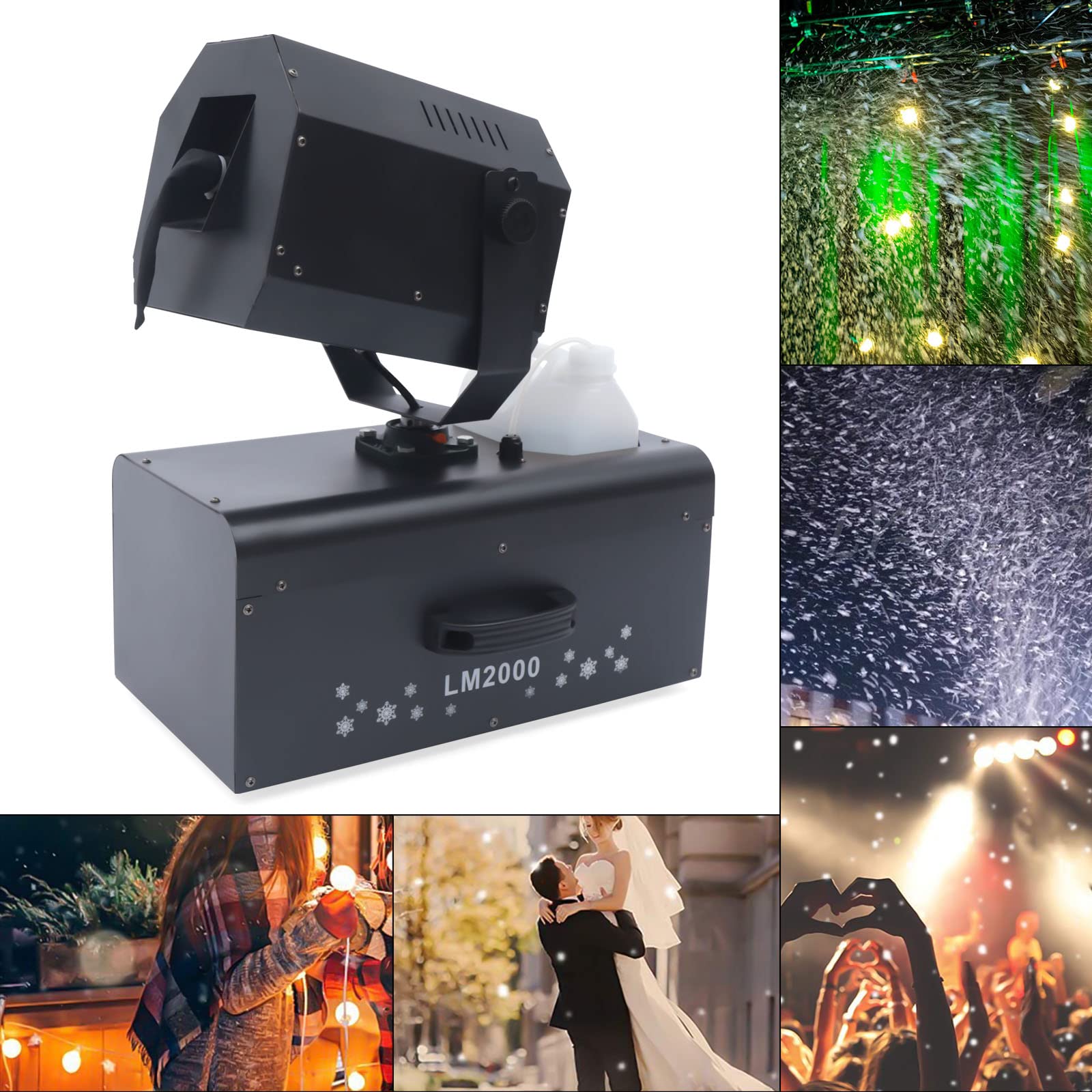2000W Snow Machine for Stage & Party Effects - High-Powered Snow Blower with Air Box - Perfect for Christmas, Weddings, Kids Parties & Winter Events (Snow Maker Machine)