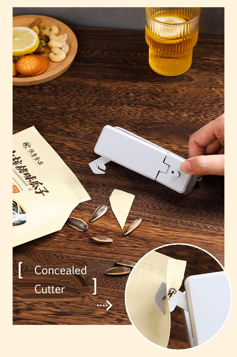 WONCHIEF Portable USB Rechargeable Food Sealer Machine - Mini Heat Sealer for Plastic Bags, Snacks & Chips | Preserves Freshness | Perfect for Home, Kitchen, Travel & Camping Food Storage