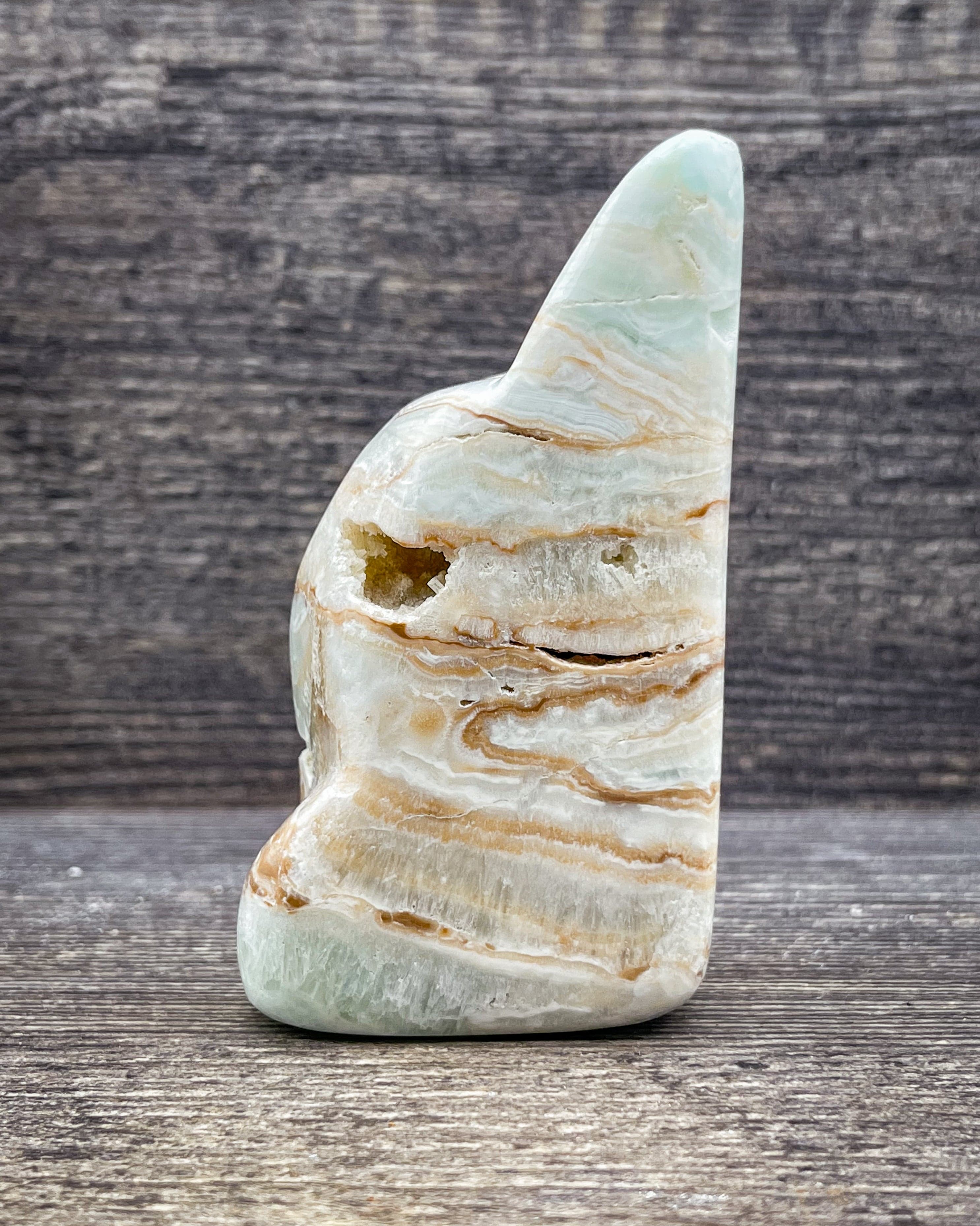 Natural Caribbean Calcite Freeform Stone - 268g Raw Crystal for Healing, Meditation & Home Decor