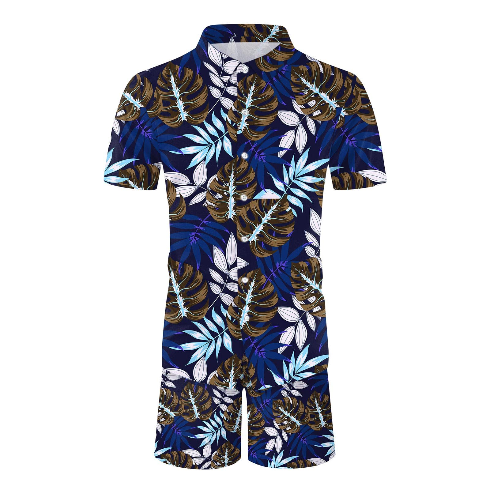 STYR Men's 2-Piece Summer Outfit - Hawaiian Beach Short Sleeve Shirt & Shorts Set with 3D Digital Print | Gym, Vacation & Casual Wear for Seaside Holidays