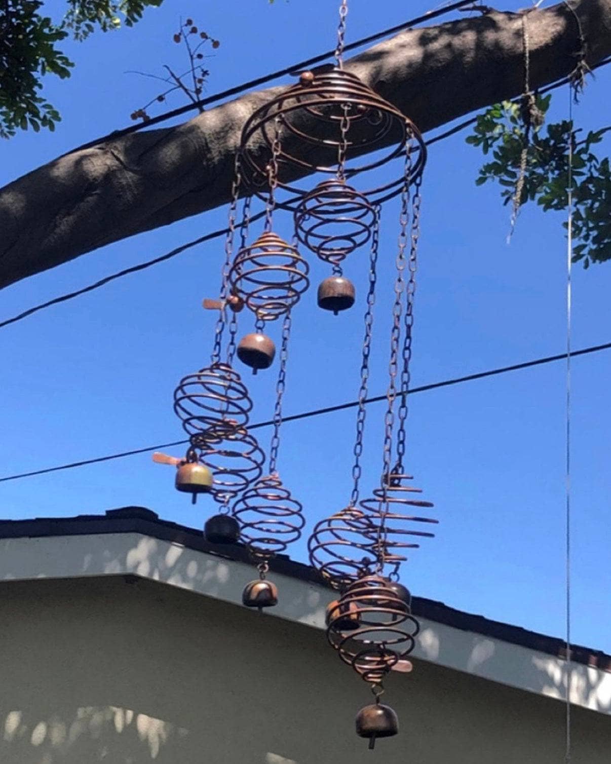 Bee Spiral with Bells - Handmade Wind Chime for Outdoor Garden Decor | Soothing Wind Sounds for Patio, Porch & Backyard Relaxation