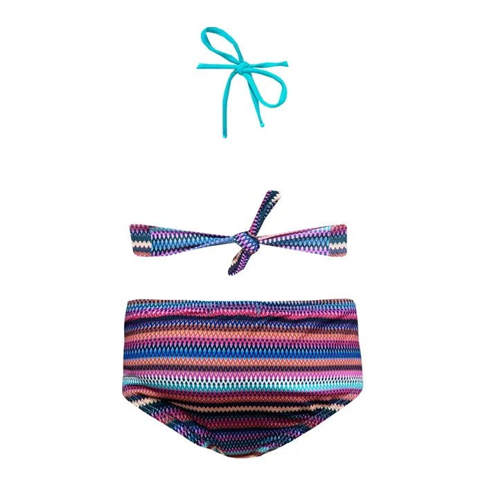 Colorful Stripes Girls Two Piece Swim Set - Cute Matching Bikini for Toddler & Kids - Perfect for Beach, Pool & Summer Vacations