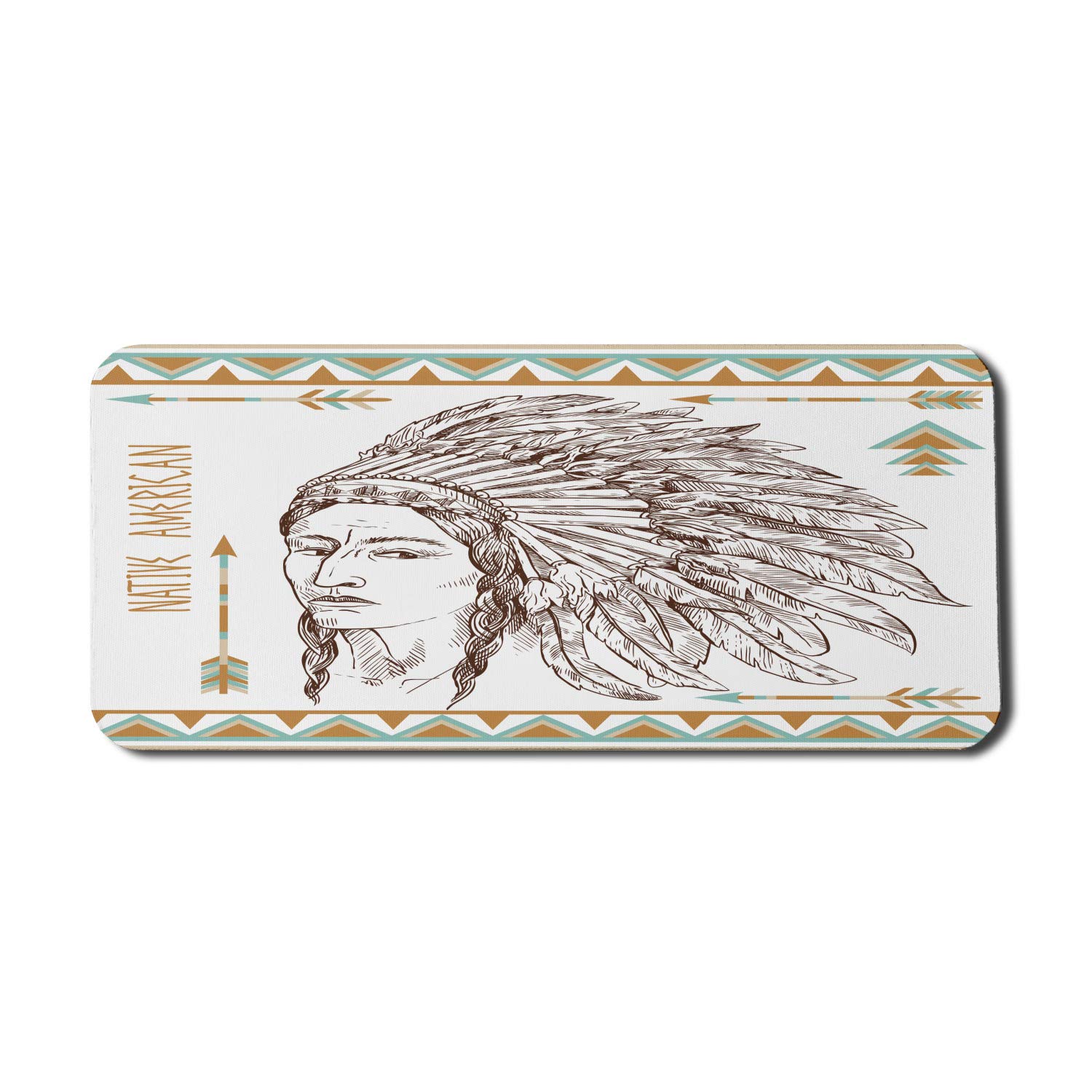 Ambesonne Ethnic Computer Mouse Pad - Traditional Native Man Portrait Illustration, Non-Slip Rubber Gaming Mousepad (35