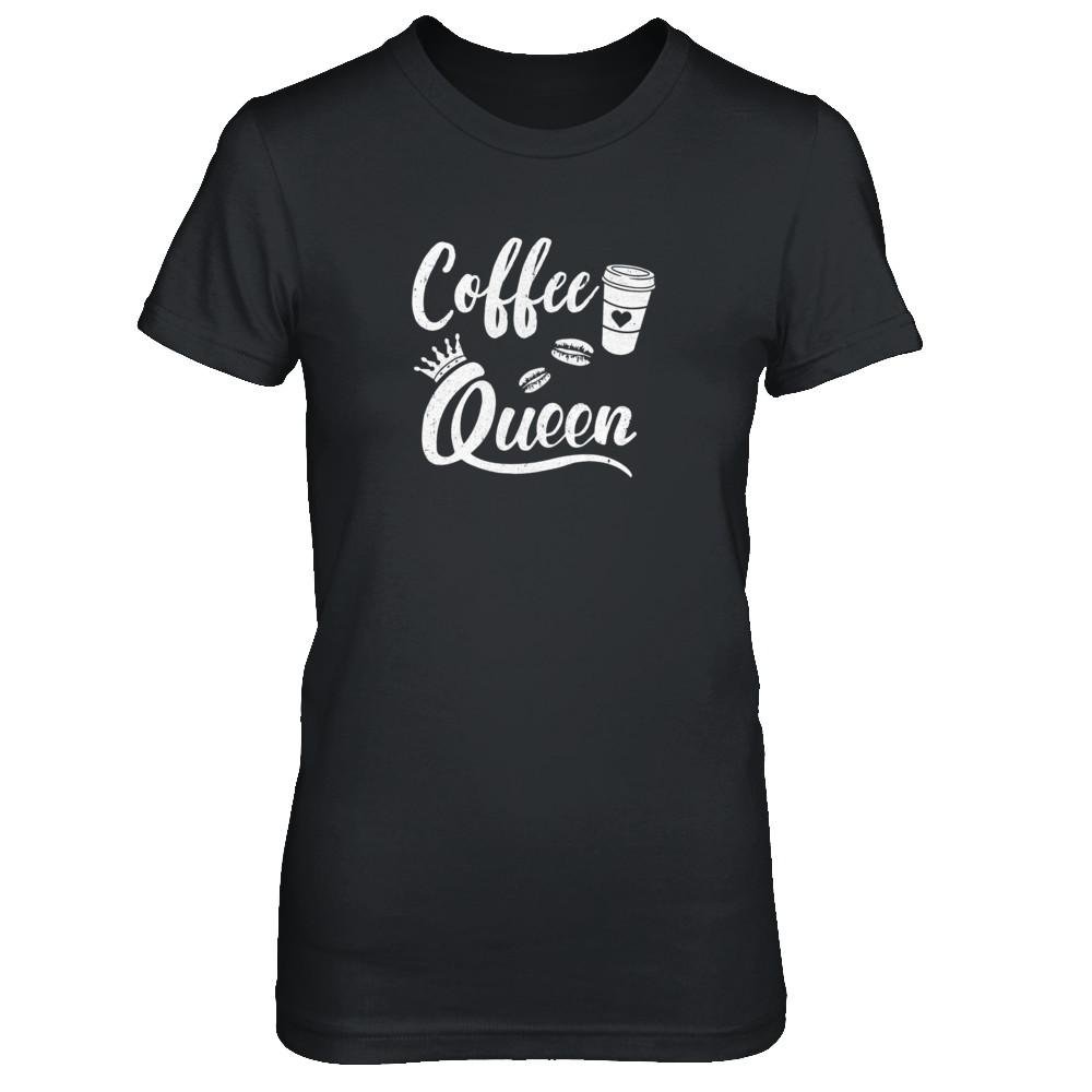 TeesNow Women's Funny Coffee Queen Graphic T-Shirt - Short Sleeve Casual Cotton Tee for Coffee Lovers, Baristas & Cafe Workers - Perfect for Work, Gifts & Everyday Wear