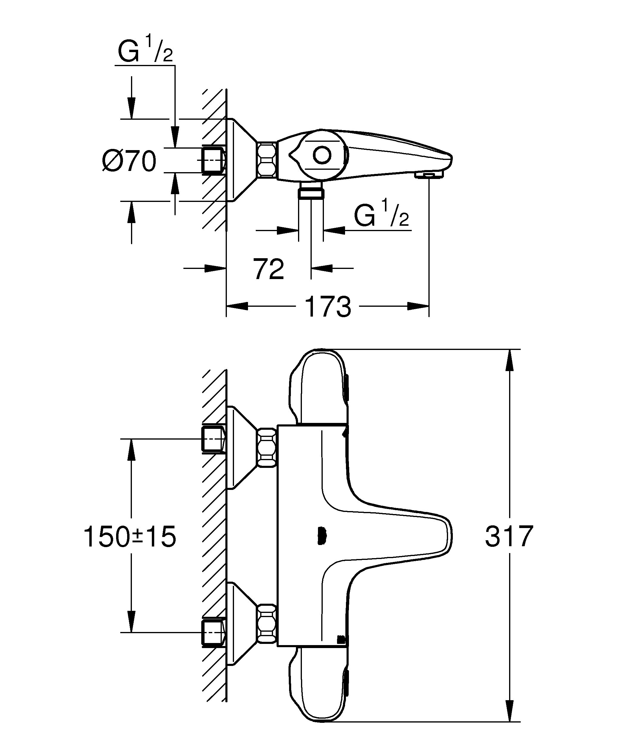 GROHE 34439003 Grohtherm 1000 Thermostatic Shower Mixer Valve - Premium Bathroom Faucet for Temperature Control | Perfect for Modern Bathrooms & Spa-Like Showers