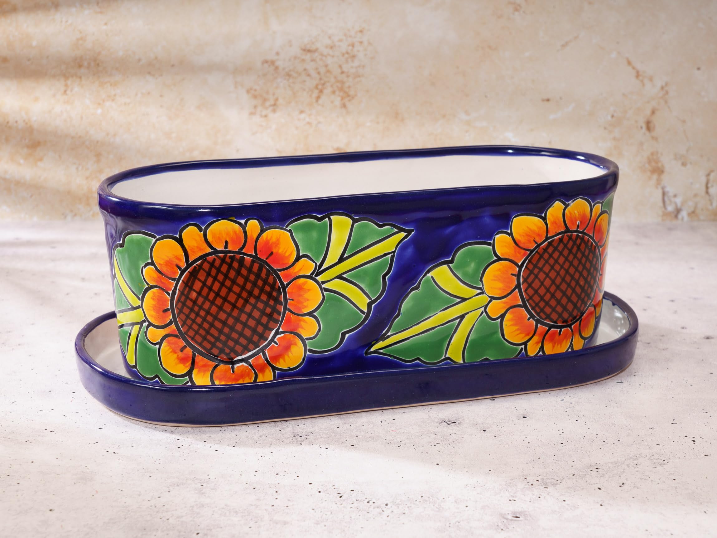 Handmade Mexican Talavera Ceramic Flower Planter Pot - Large 15