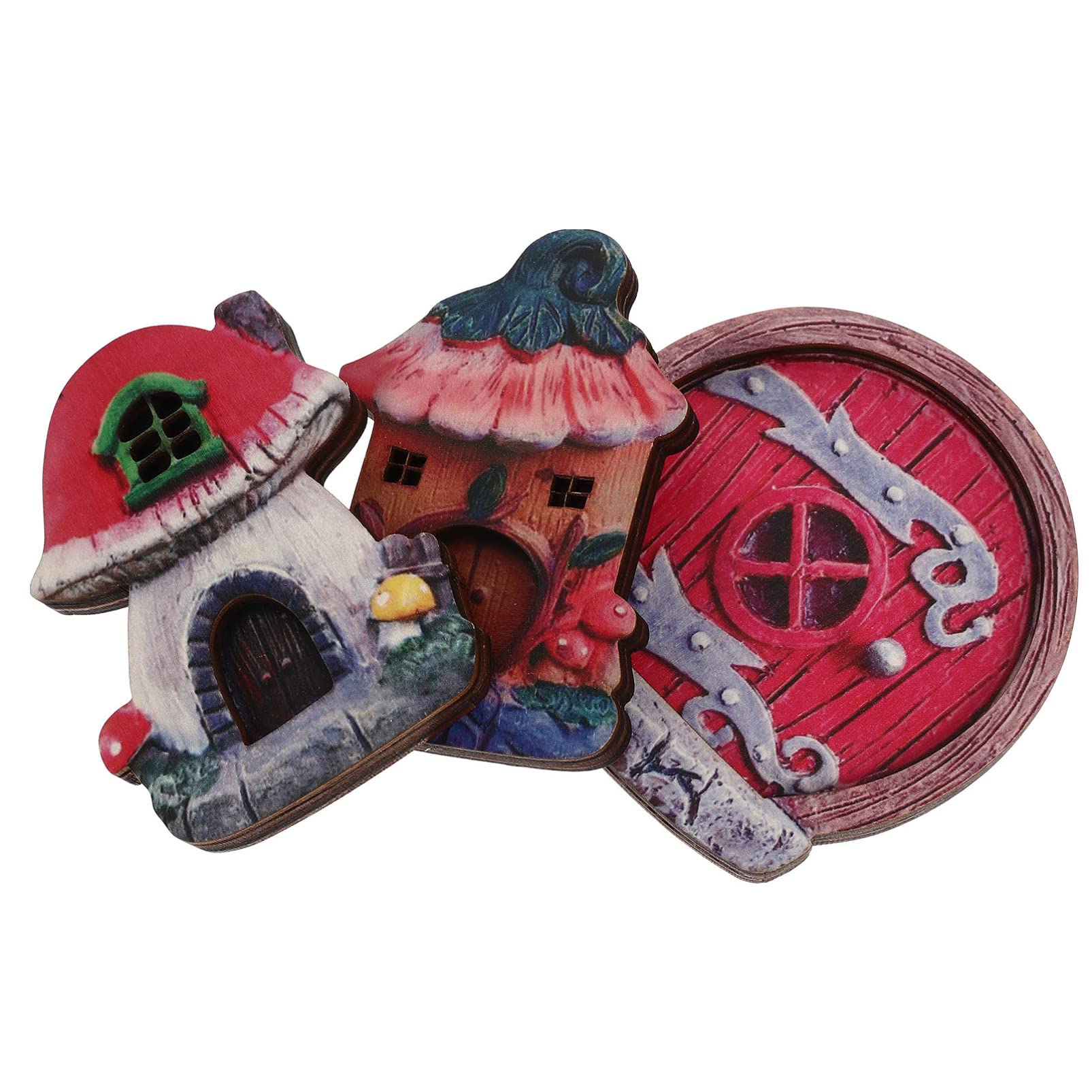 ARTIBETTER 3pcs Mini Mushroom Fairy House Doors - Handcrafted Wooden Gnome Statuettes for Bonsai Trees, Fairy Gardens & Miniature Village Decor - Perfect for DIY Fairy Doors & Whimsical Home Ornaments