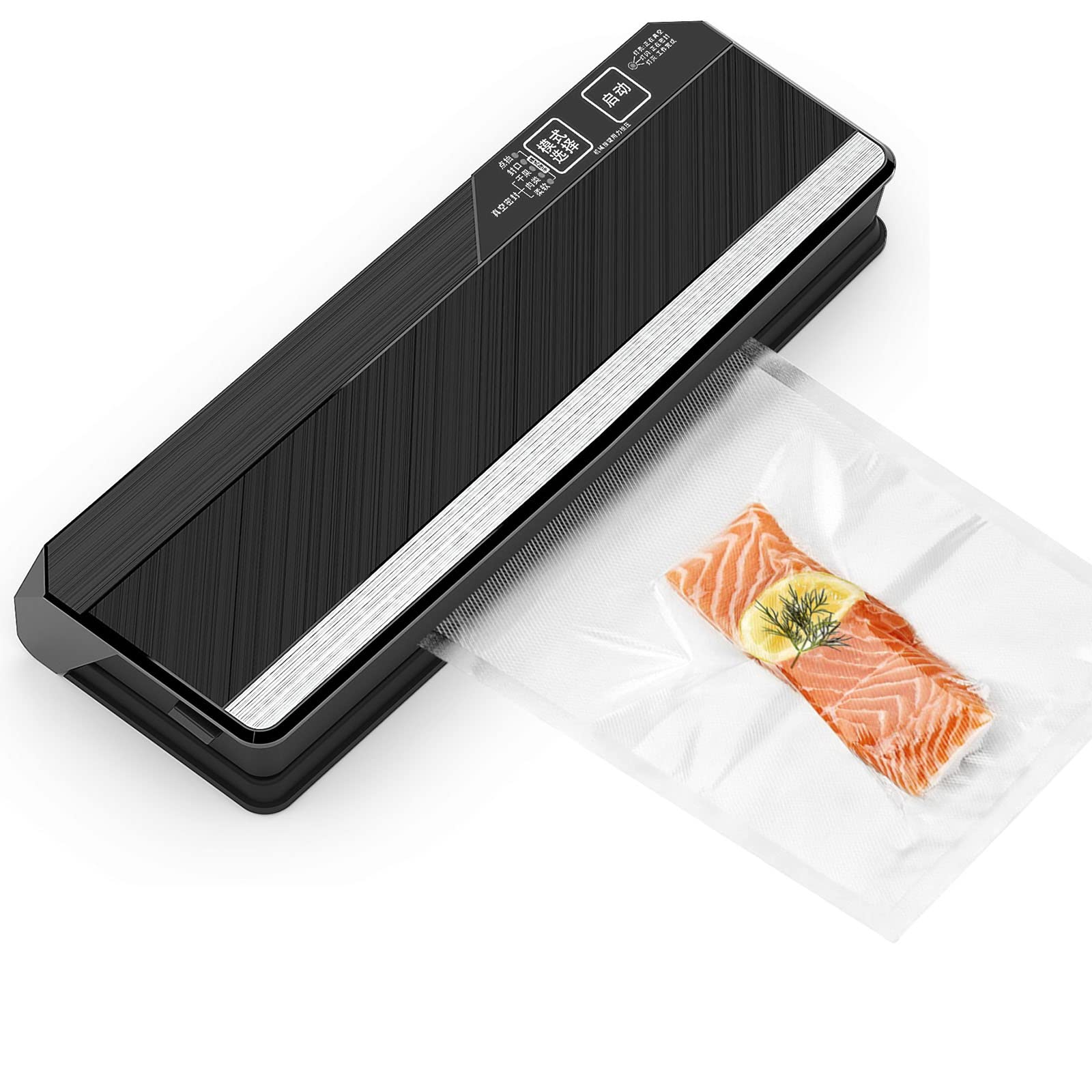 PUFAN Vacuum Sealer Machine with Textured Bags - Automatic Food Preservation System for Dry & Moist Foods | Side-Mounted Bag Clamp & Smart Temperature Control | Ideal for Meal Prep, Sous Vide, Freezer Storage & Camping Food Preservation