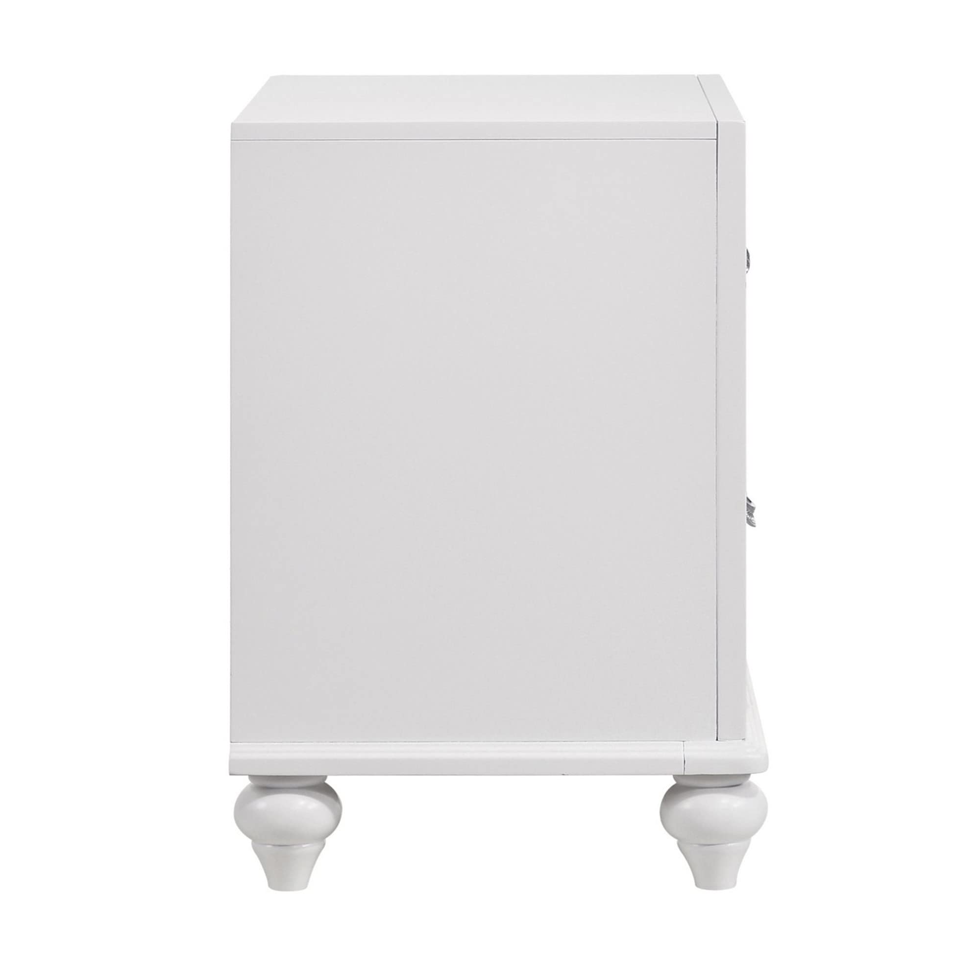 Benjara White Nightstand with 2 Drawers - Glittery Acrylic Front Bedside Table for Bedroom, Living Room & Guest Room - Modern Storage End Table with Smooth Gliding Drawers