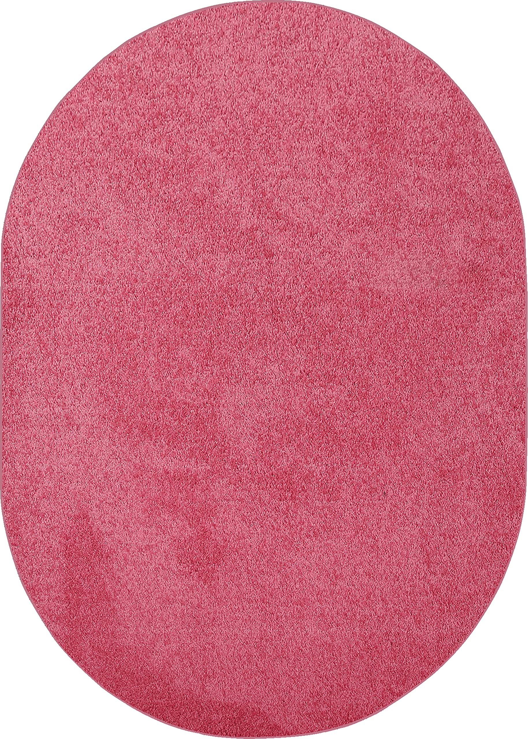 Soft Pink 3' x 5' Oval Solid Color Indoor Area Rug - Non-Slip Living Room Carpet for Bedroom, Nursery & Home Decor