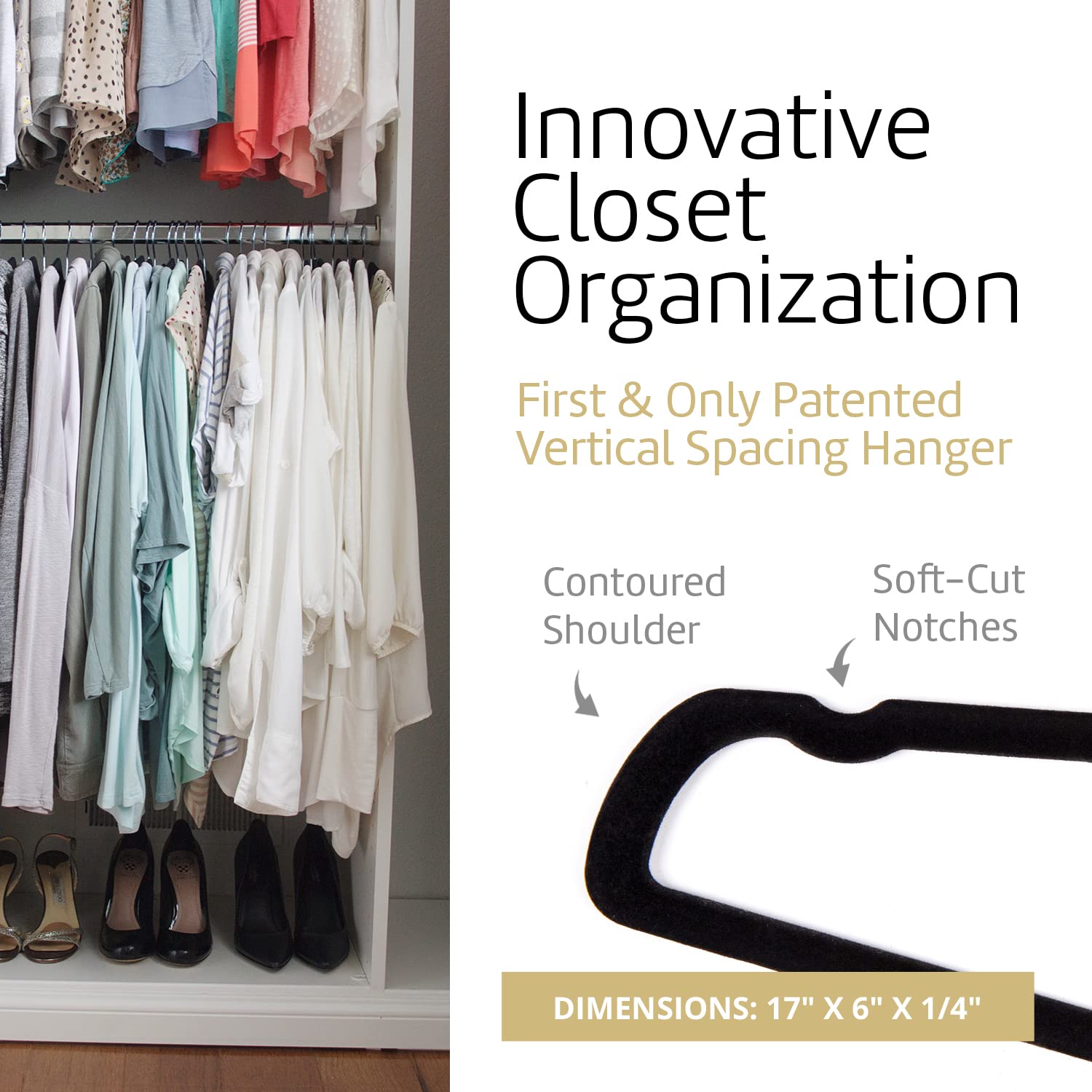 Higher Hangers Slimline Velvet Non-Slip Clothes Hangers - Space Saving Heavy Duty Closet Organizer for College Dorms, Homes & Small Spaces | Perfect for Organizing Shirts, Pants & Coats
