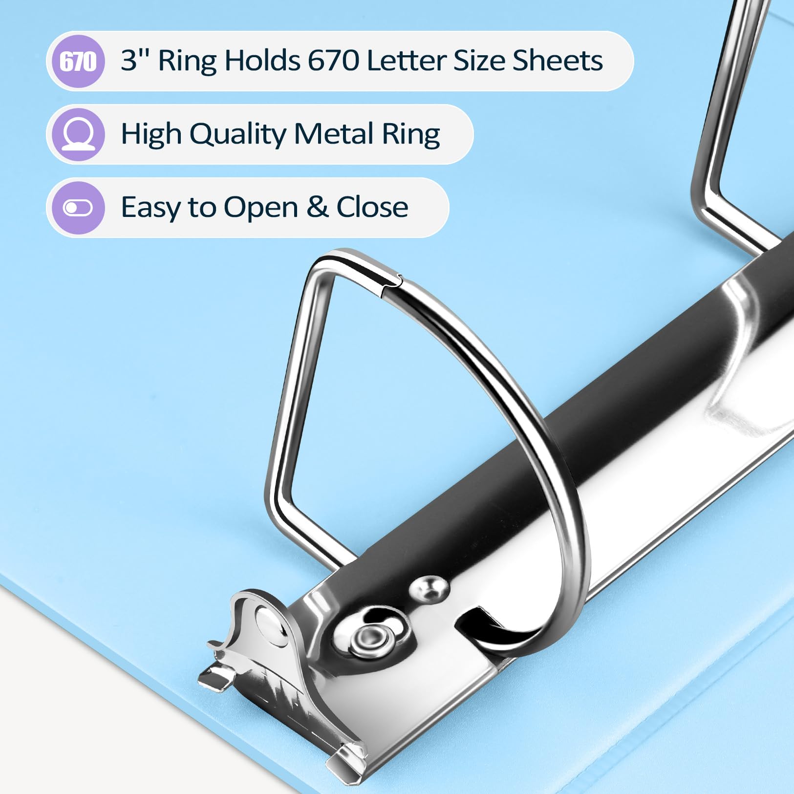 Sooez BinderX Extra Durable 3 Inch 3-Ring Binder with D-Ring - Holds 670 Sheets of 8.5x11 Paper, Customizable View Cover & Inside Pocket - Heavy Duty Large Binder for School, Office & Home Organization (Pink) - Perfect for Students, Teachers & Professionals