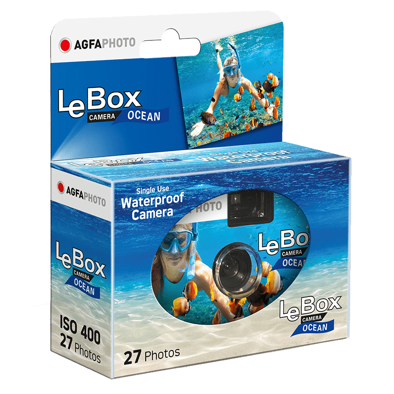 AGFAPHOTO Waterproof Disposable Film Camera - Le Box Ocean 400 with 27 Exposures | Perfect for Beach Vacations, Pool Parties & Underwater Photography