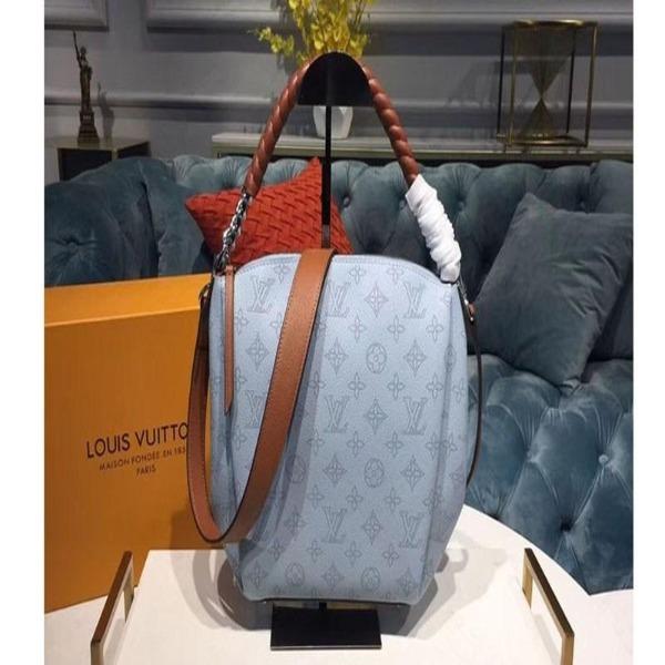 LV Girolata Mahina Leather Handbag in Bleu Horizon & Pumpkin - Luxury Tote for Women, Perfect for Work, Travel & Everyday Use
