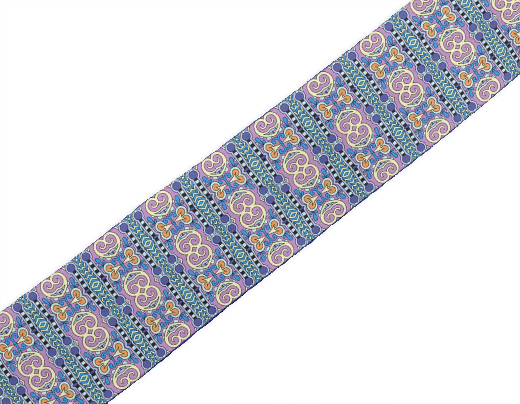 Indian Beautiful Art Purple Stripe & Paisley Ethnic Printed Velvet Ribbon Trim - 9 Yards, 2 Inch Wide for Crafts, Sewing, DIY Accessories - Perfect for Costume Design, Home Decor, Gift Wrapping & Fashion Embellishments