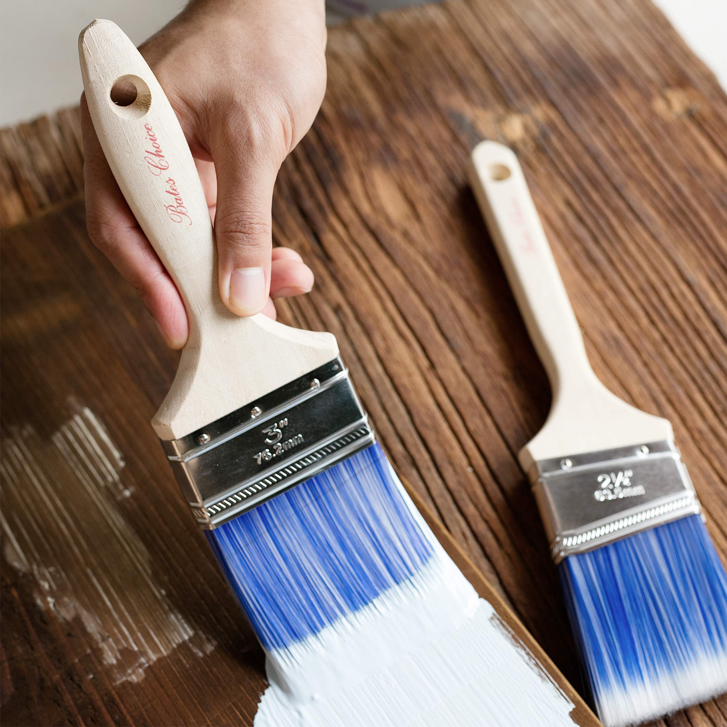 Premium Bates Paint Brushes 2-Pack - Professional Wood Handle Paintbrush Set for House, Trim & Sash Painting - Ideal for Interior Walls, Furniture & DIY Home Projects