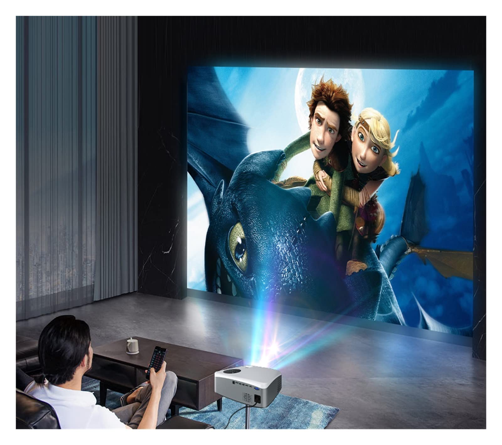 RYMMKOP C6A 300-inch Android 9.0 WiFi 5G Full HD 1080P LED Projector - Home Theater & Outdoor Movie Night Projector for Smartphone, Laptop, Gaming & Streaming (Model: C6A Smart 9B)