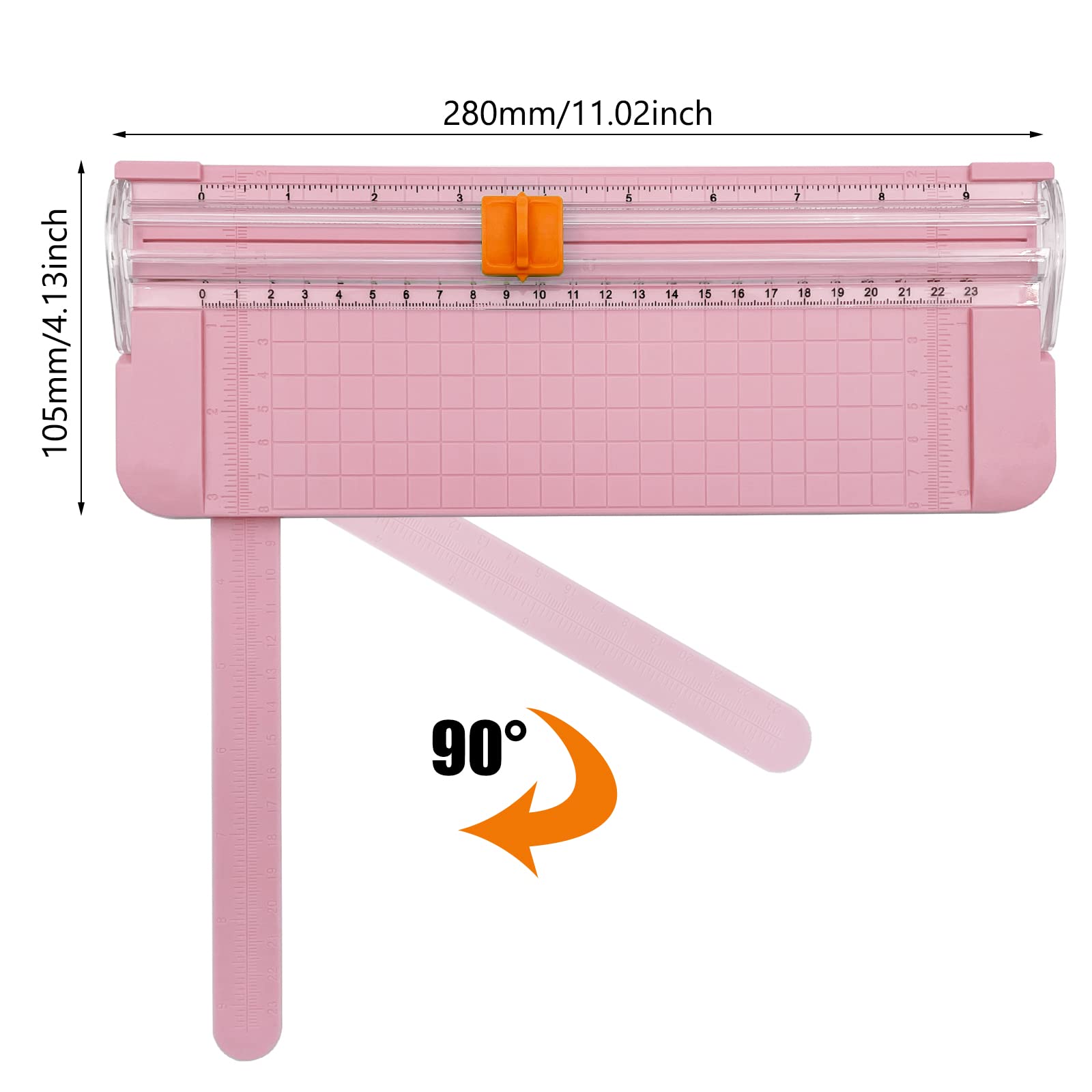 Portable A4 Paper Cutter with Safety Guard & Side Ruler - Straight Edge Trimmer for Scrapbooking, Craft Paper, Photos, Labels, Cardstock (Pink) | Perfect for Office, School, and DIY Projects