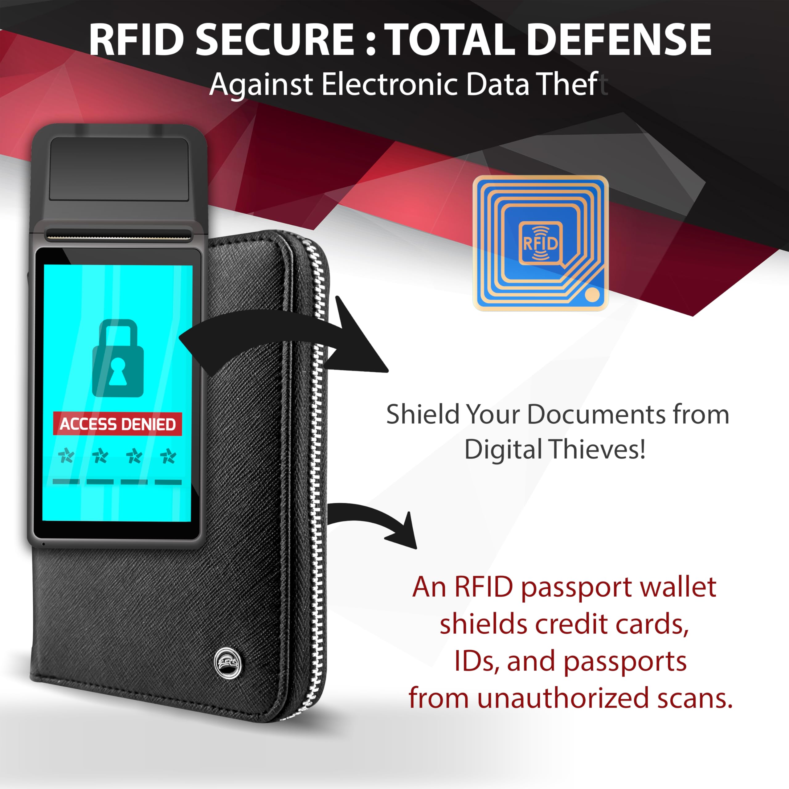RFID Blocking Travel Wallet Passport Holder with Zipper - Secure Organizer for Credit Cards, IDs & Travel Documents - Anti-Theft Essentials for Men & Women | Perfect for Airports, Vacations & Business Trips