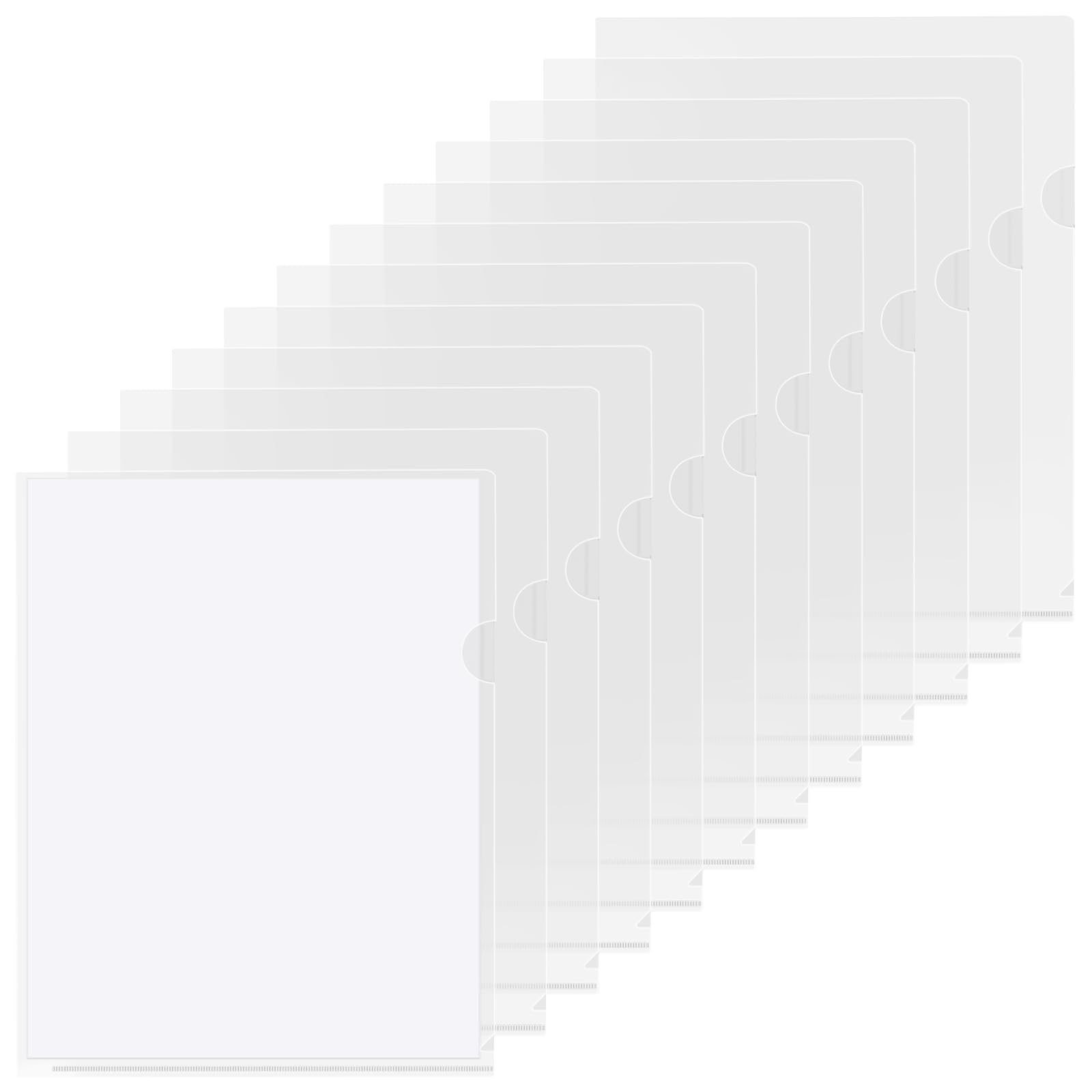 KTRIO Clear Plastic Folders Sleeves - 12 Pack Letter Size 8.5x11 Document Protectors | L-Shaped File Jackets, Acid-Free Poly Plastic for School, Office & Home Organization | Perfect for Reports, Projects & Important Papers