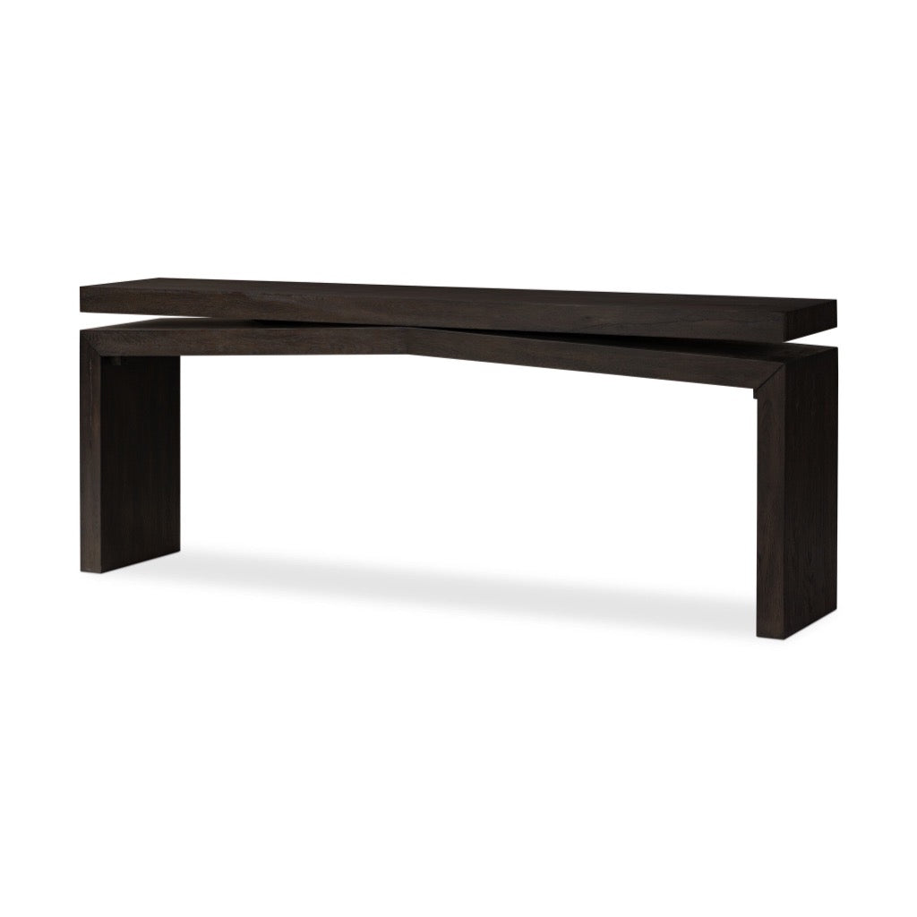 Matthes Oak Console Table - Smoked Black Veneer Finish - Entryway, Living Room & Hallway Furniture for Home Decor