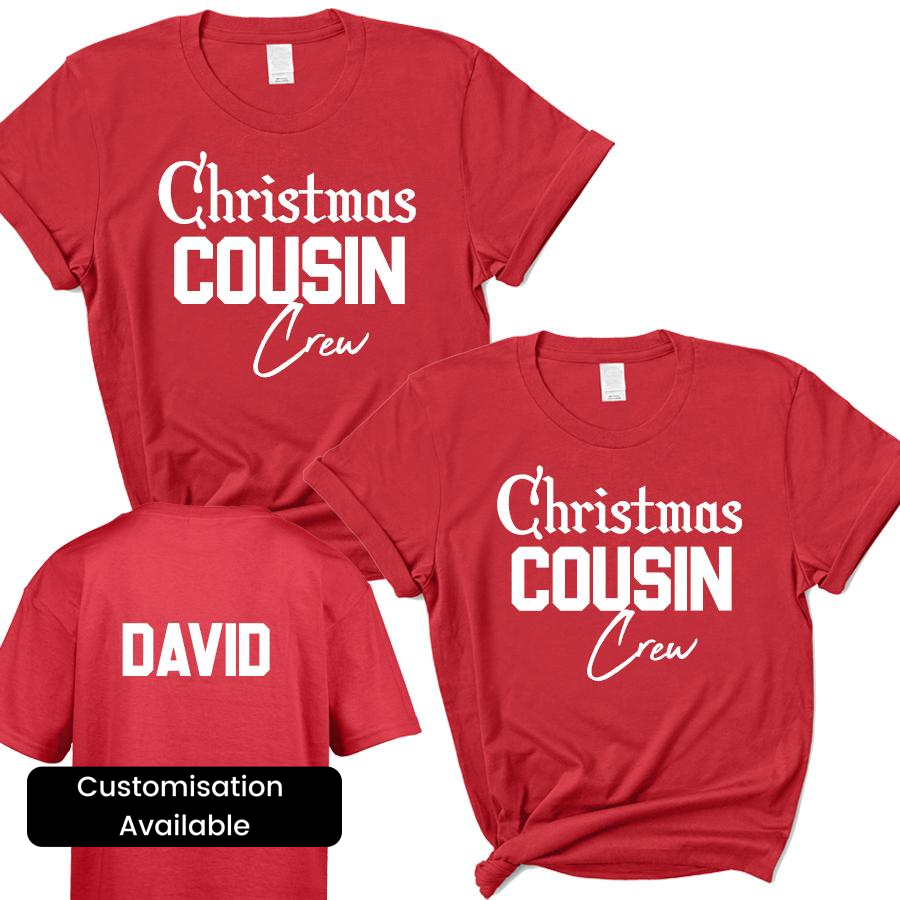 Christmas Cousin Crew T-Shirts - Funny Matching Family Holiday Tees for Christmas Parties & Festive Gatherings