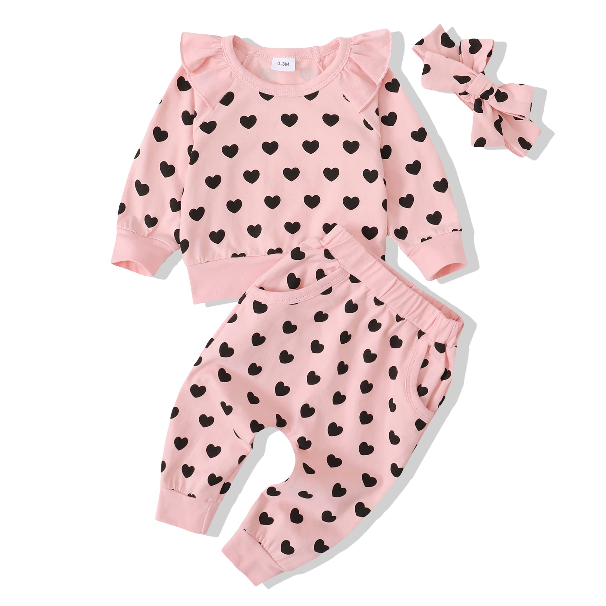 Adorable Newborn Baby Girl Clothes Set - Fall Winter Long Sleeve Sweatshirt & Pants Outfit - Soft & Cozy Infant Winter Wear for Photo Shoots, Family Gatherings & Daily Outings