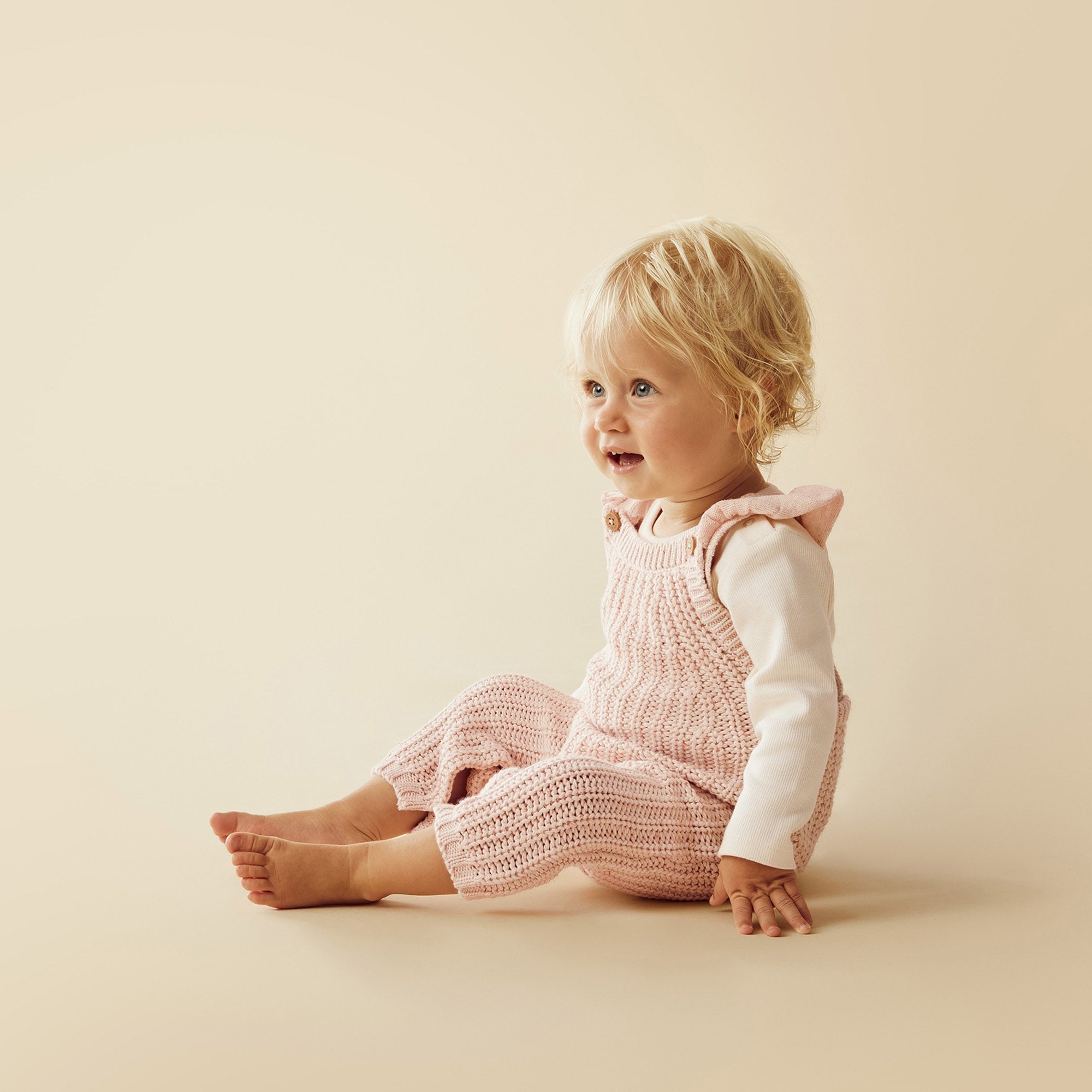 Fairy Floss Organic Cotton Knitted Ruffle Overalls for Women - Soft & Comfortable Jumpsuit for Casual Wear, Maternity, Photoshoots & Boho Style Outfits